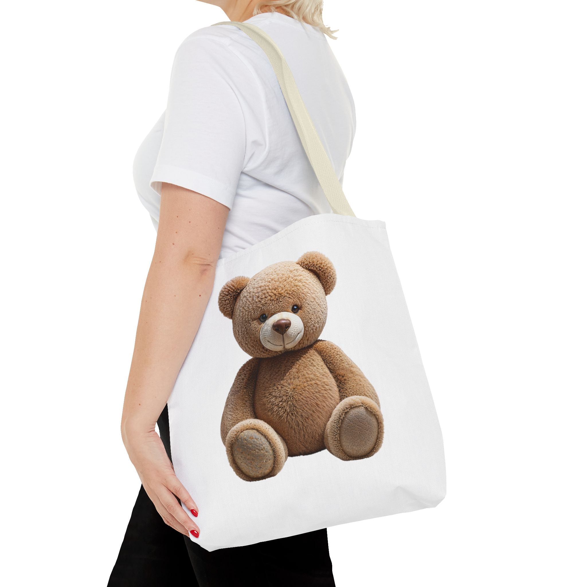 Sac fourre-tout mignon ours en peluche et chaton – Sac fourre-tout à imprimé animal mignon pour faire les courses et au quotidien