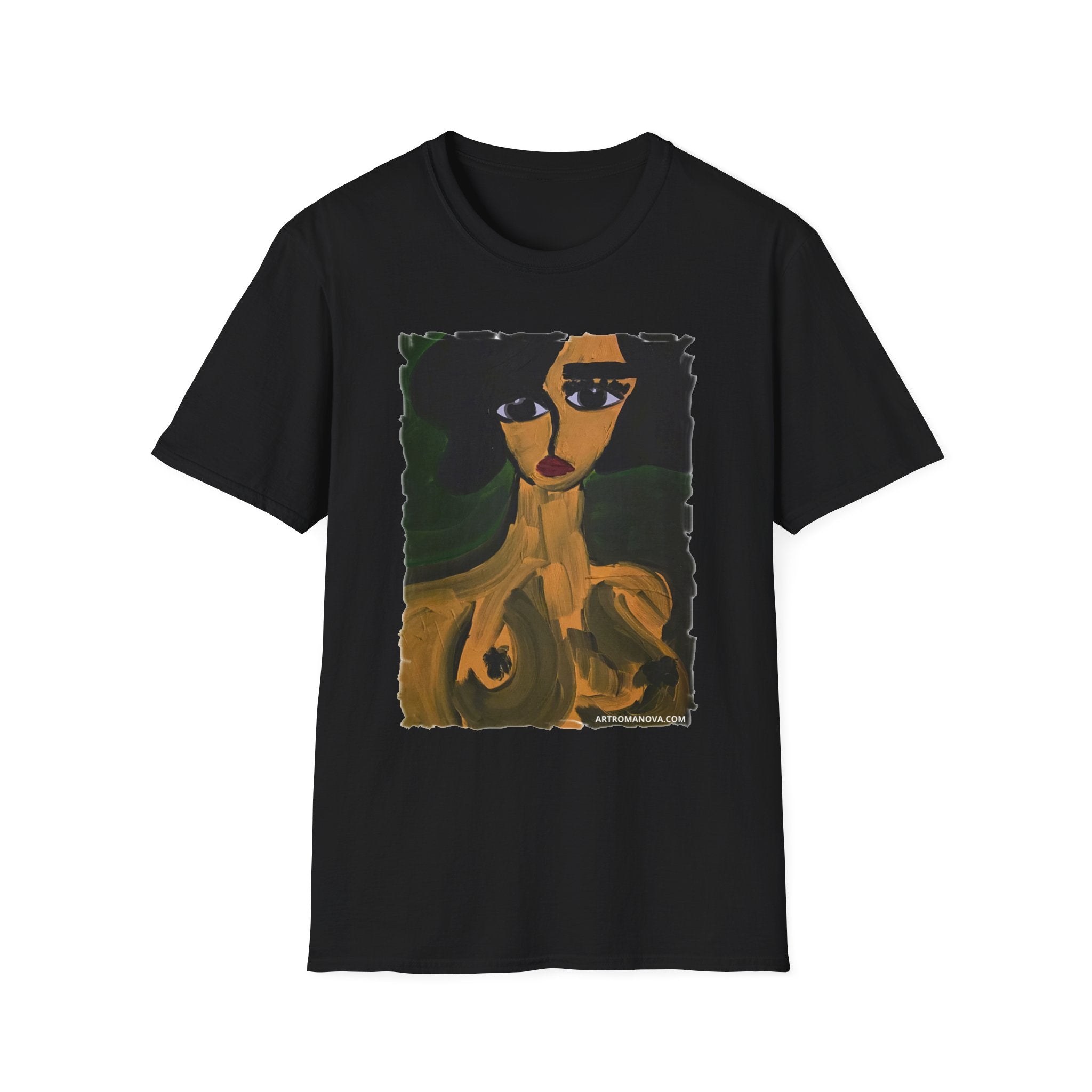T-shirt Portrait de Femme Nue | Peinture Artistique Moderne, T-shirt Beaux-Arts, Impression Portrait de Nu Élégante, Peint à la Main, Style Galerie