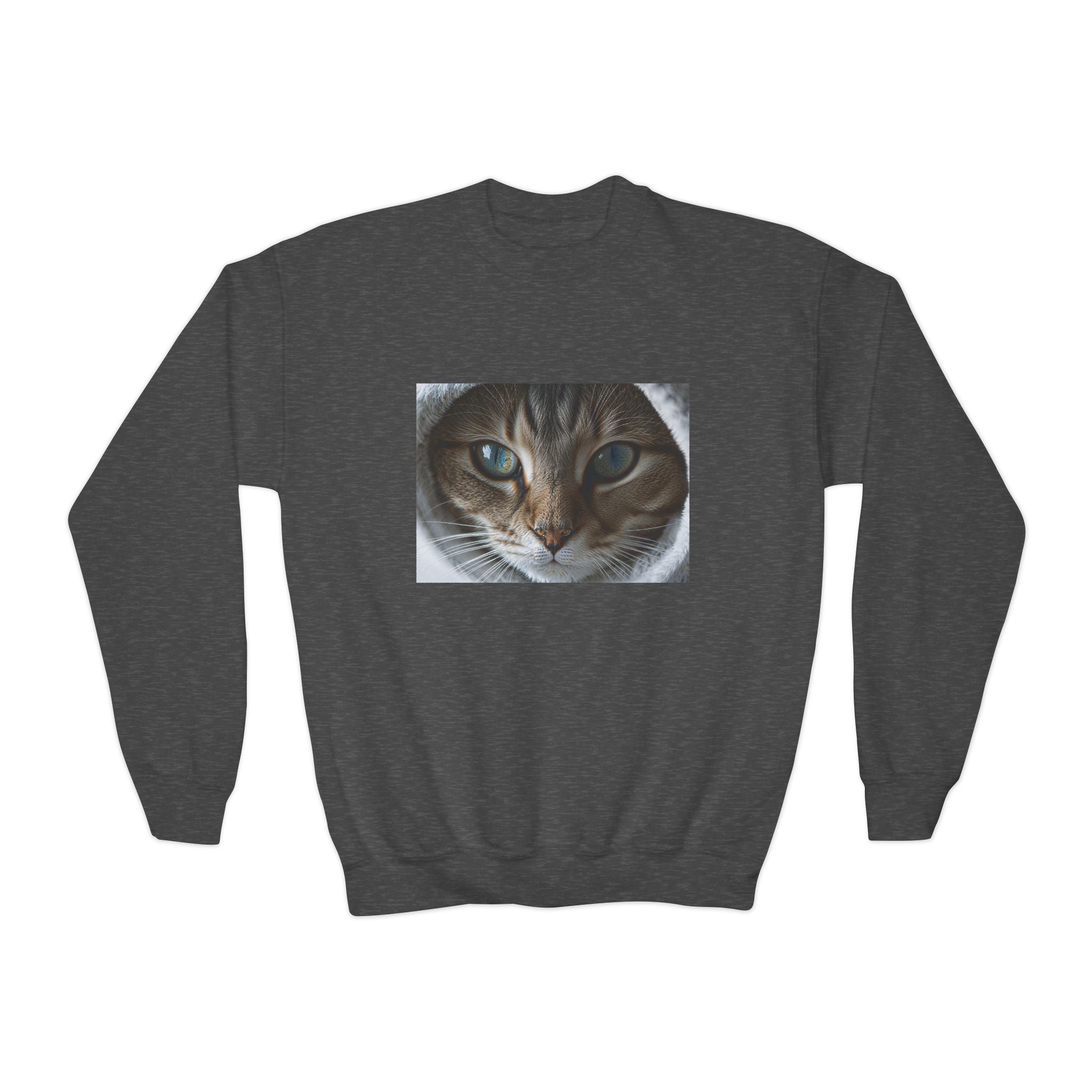 Sweat-shirt ras du cou pour enfant avec motif chat tigré | Portrait de chaton mignon