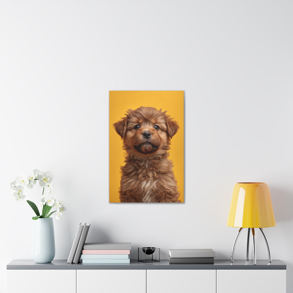 Cute Brown Puppy Portrait Canvas, gift for dog lovers