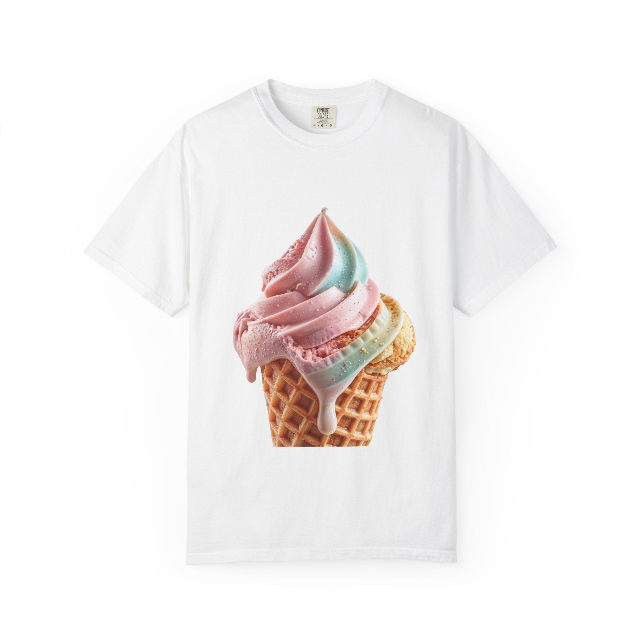 T-shirt Cornet de glace arc-en-ciel pastel | T-shirt dessert à la crème glacée molle