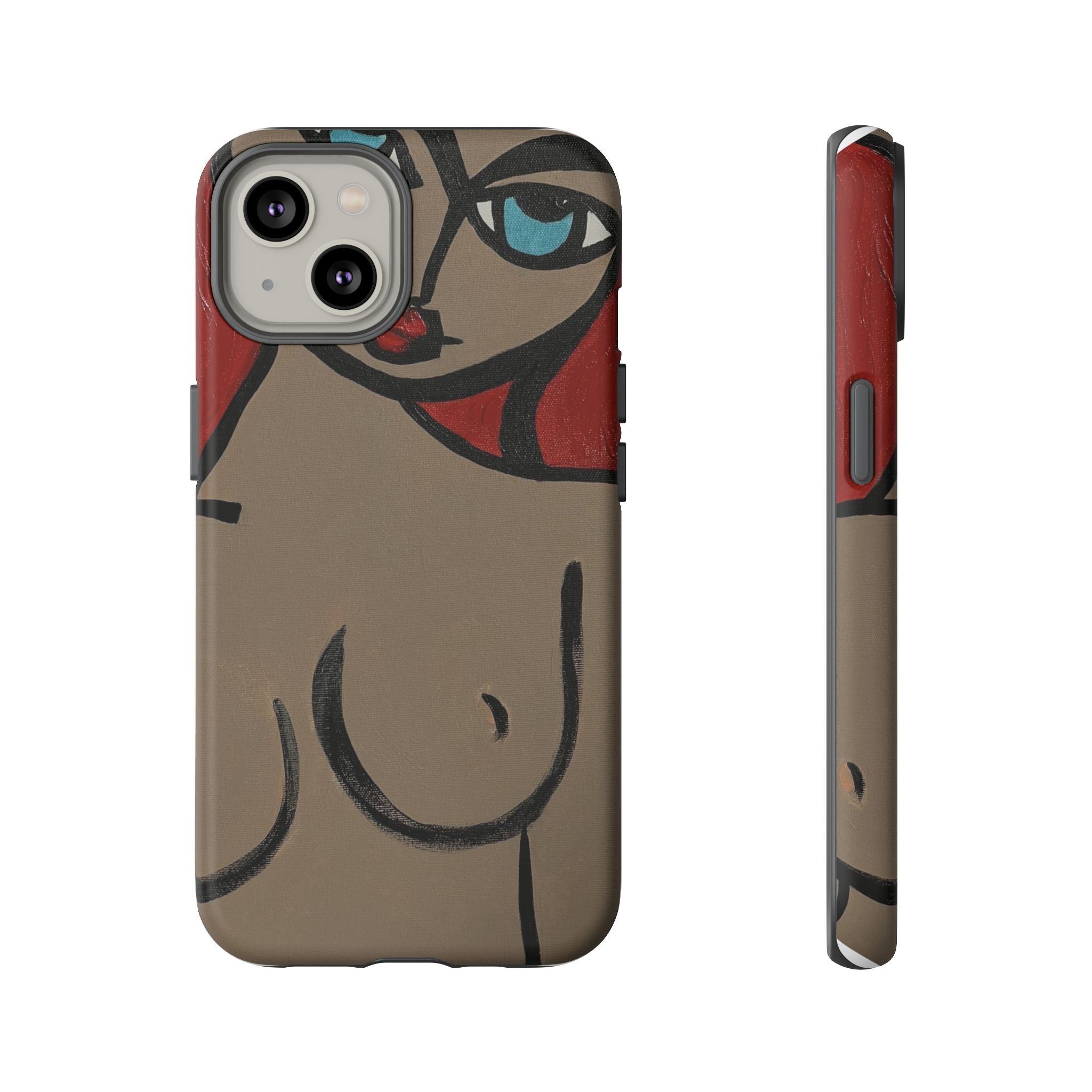Coque de téléphone minimaliste | Figure féminine abstraite, faite main