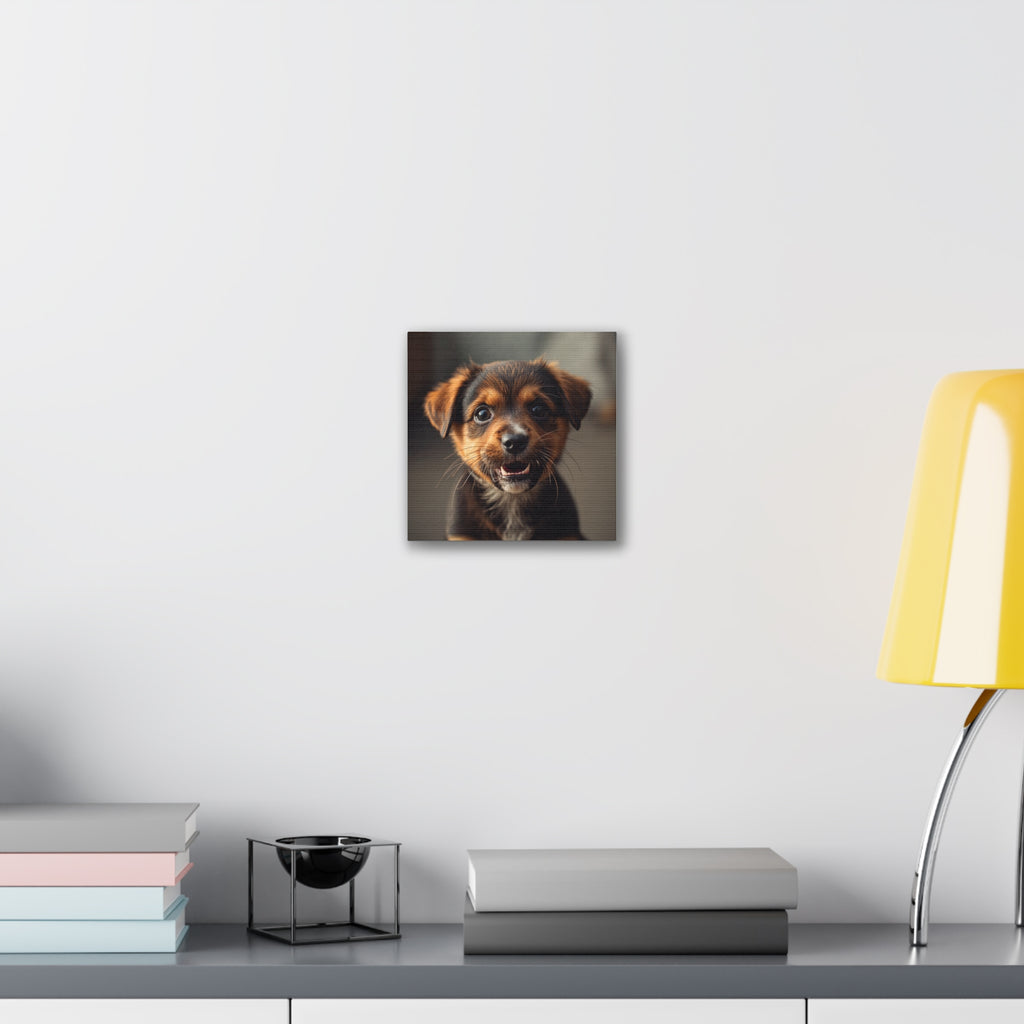 Smiling Puppy Portrait Canvas, gift for doh lovers