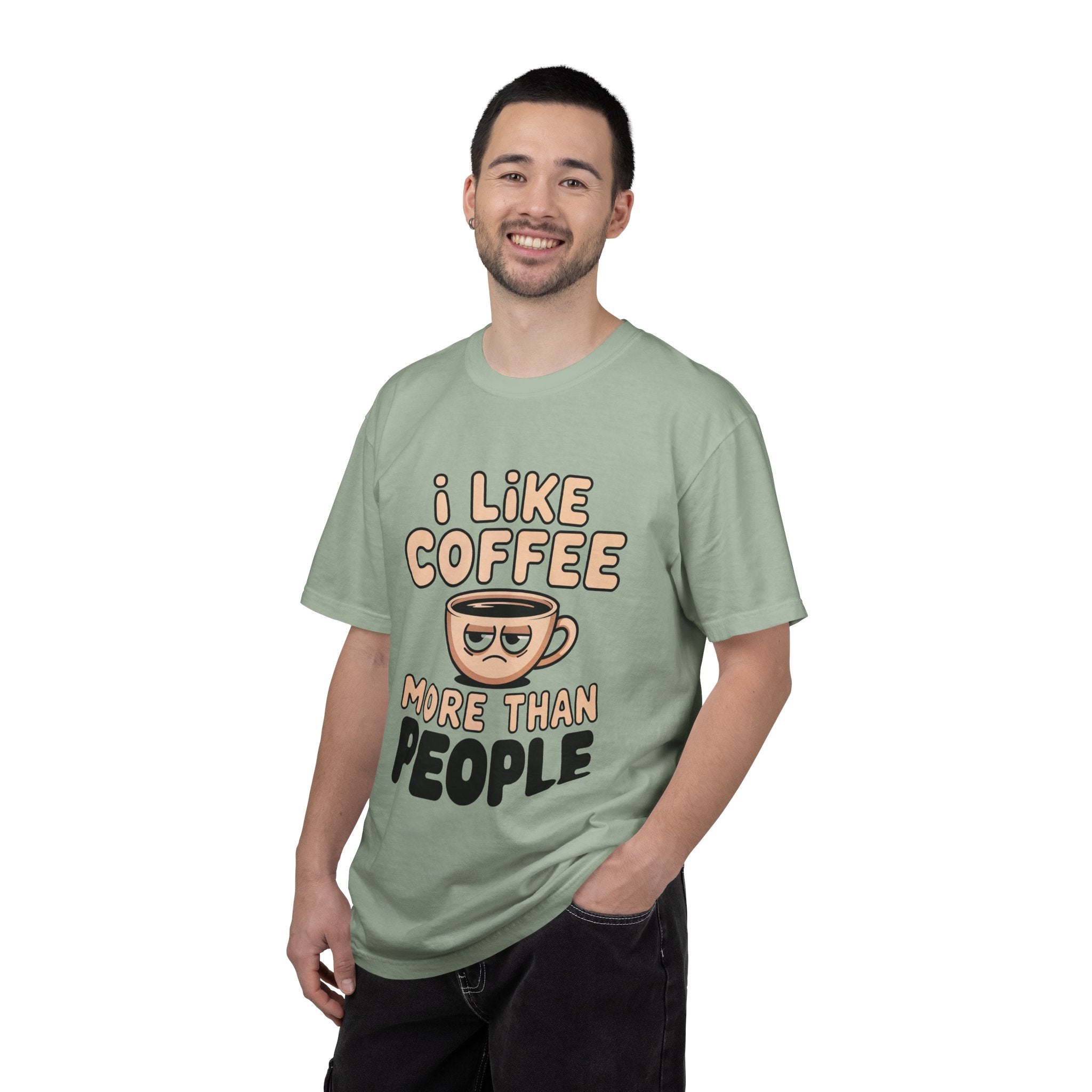 I Like Coffee More Than People T-Shirt, Funny Slogan Tee Inspirational Self Love Shirt Motivational Graphic Tee