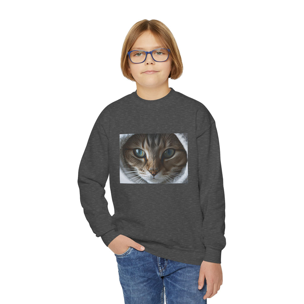 Sweat-shirt ras du cou pour enfant avec motif chat tigré | Portrait de chaton mignon