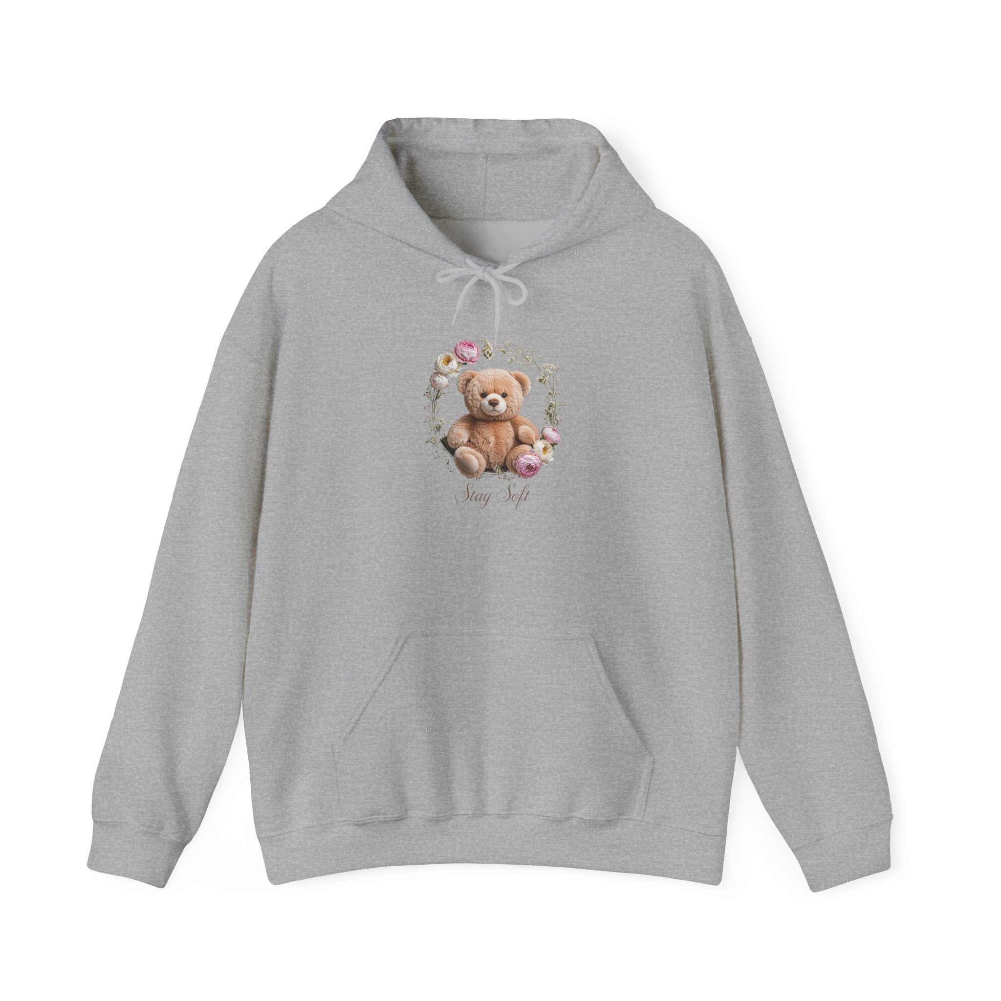 Sweat à capuche ours en peluche et couronne de fleurs | Sweat-shirt ours mignon avec roses