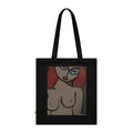 Sac cabas Femme nue | Figure féminine pop art, coton bleu marine, fait main, coton écologique