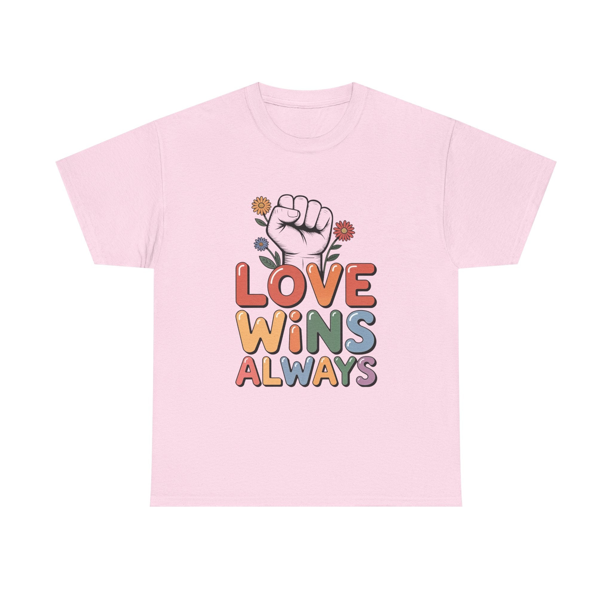 Love Wins Always T-Shirt | Pride heart fist floral design
