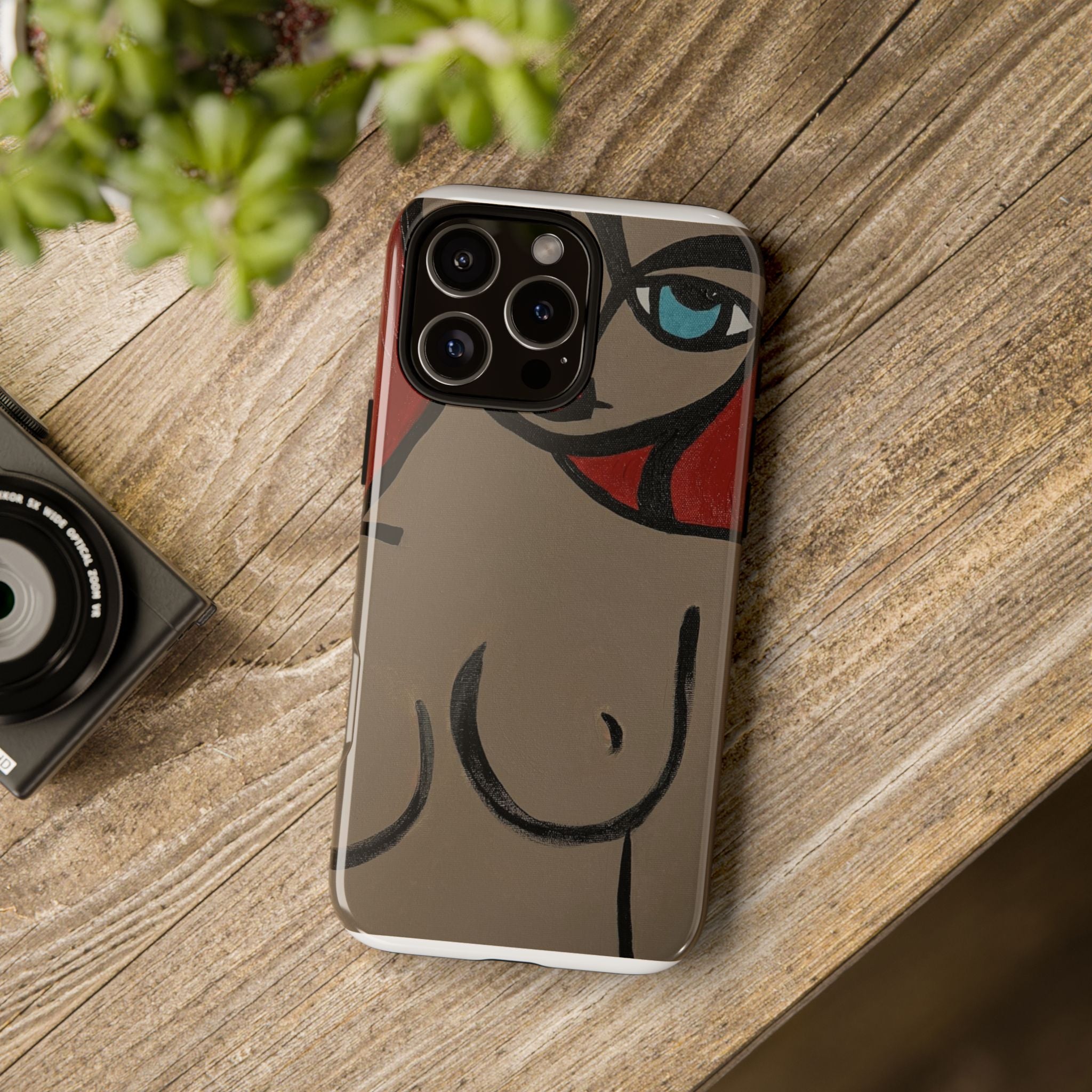 Coque de téléphone minimaliste | Figure féminine abstraite, faite main