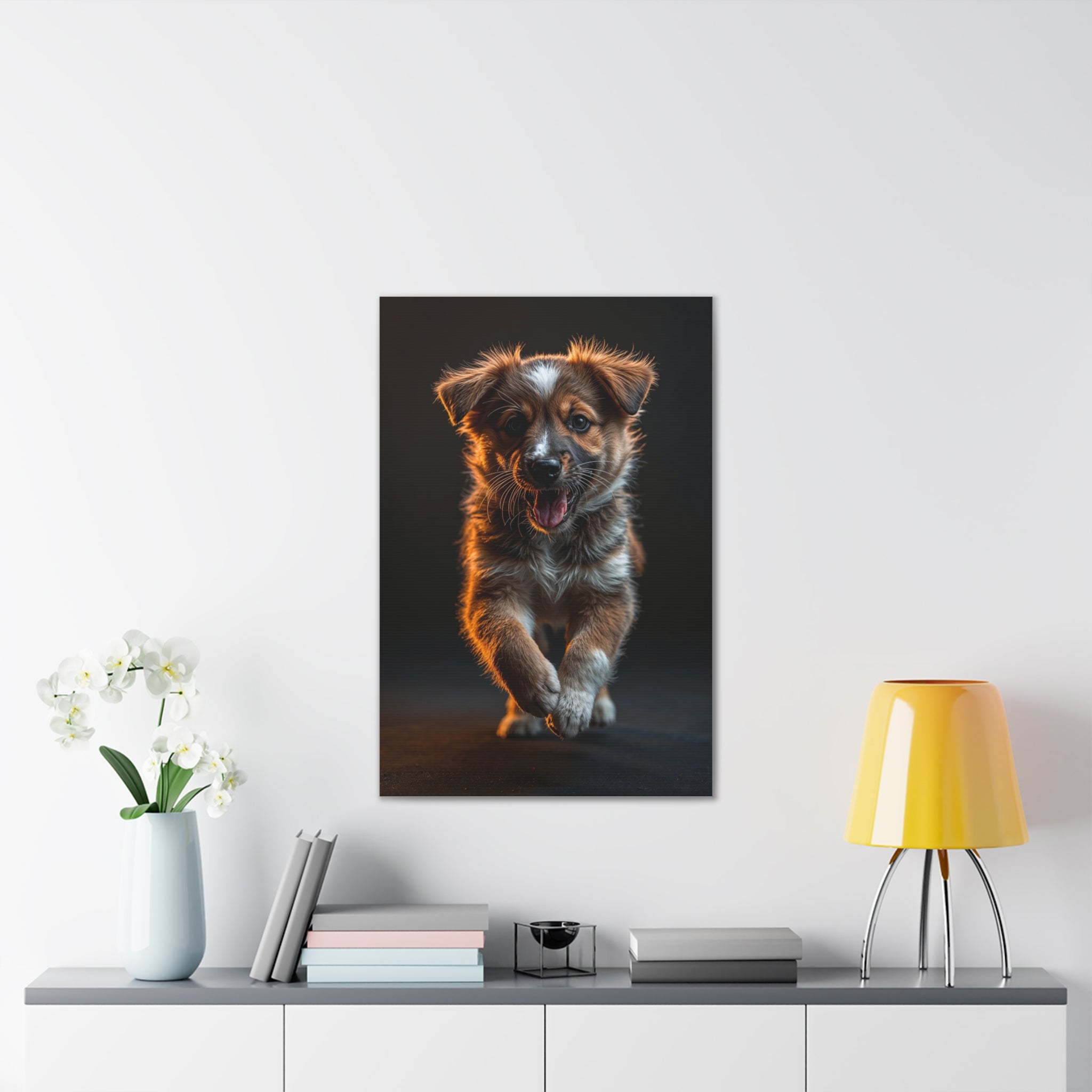 Running Puppy Canvas, gift for dog lovers