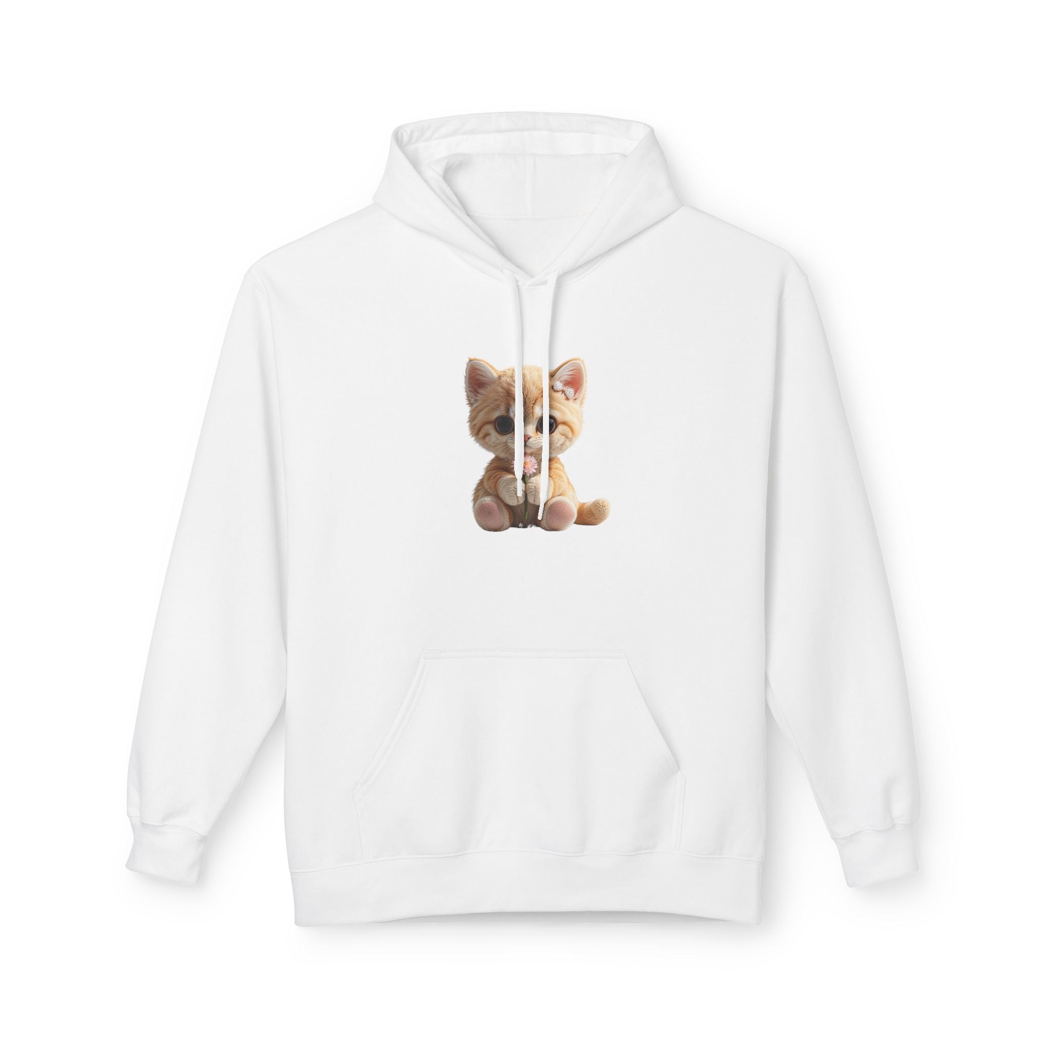 Sweat à capuche chaton assis mignon | Illustration de chat, pull blanc doux