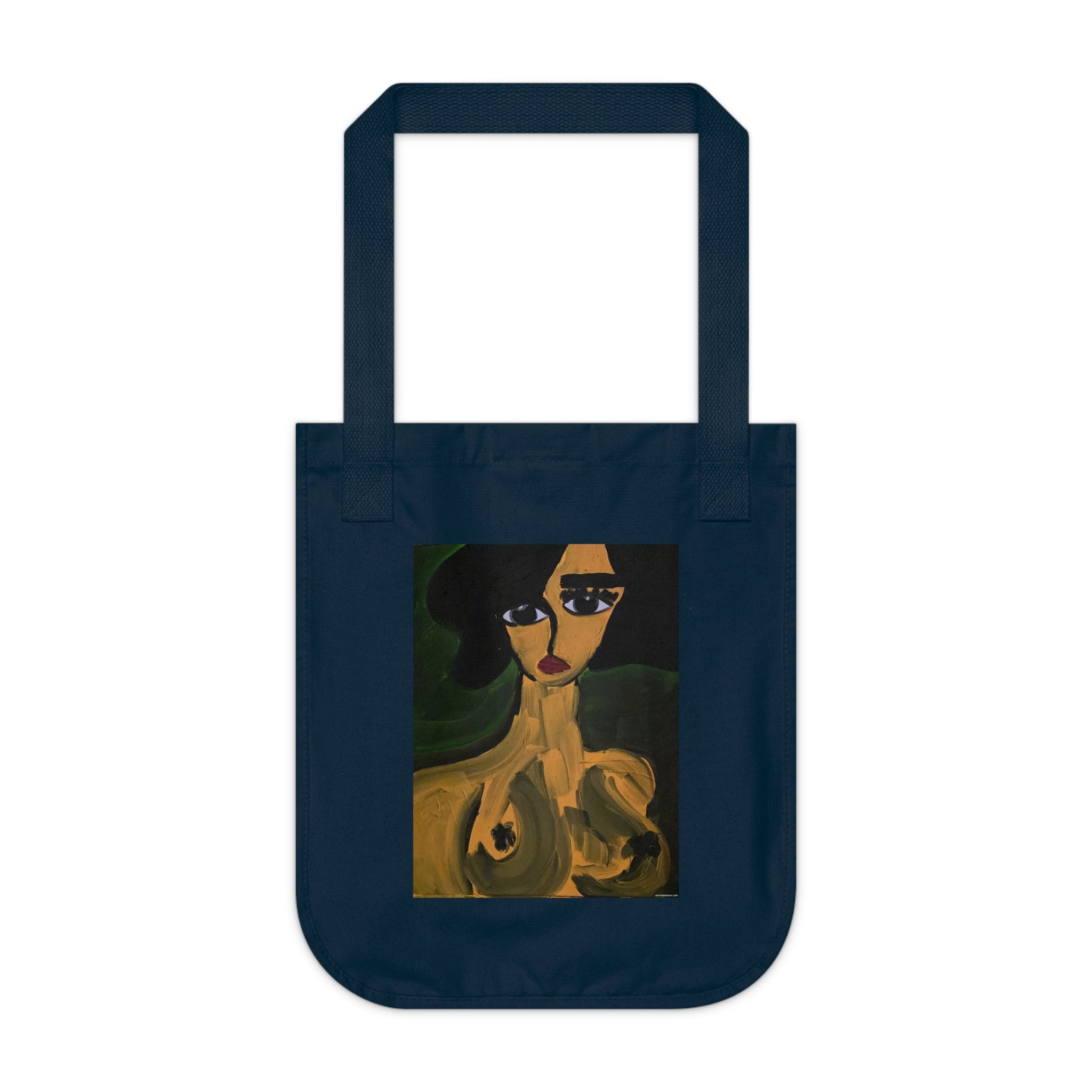 Sac fourre-tout à motif portrait abstrait de femme | Art figuratif pictural, fait main, coton écologique