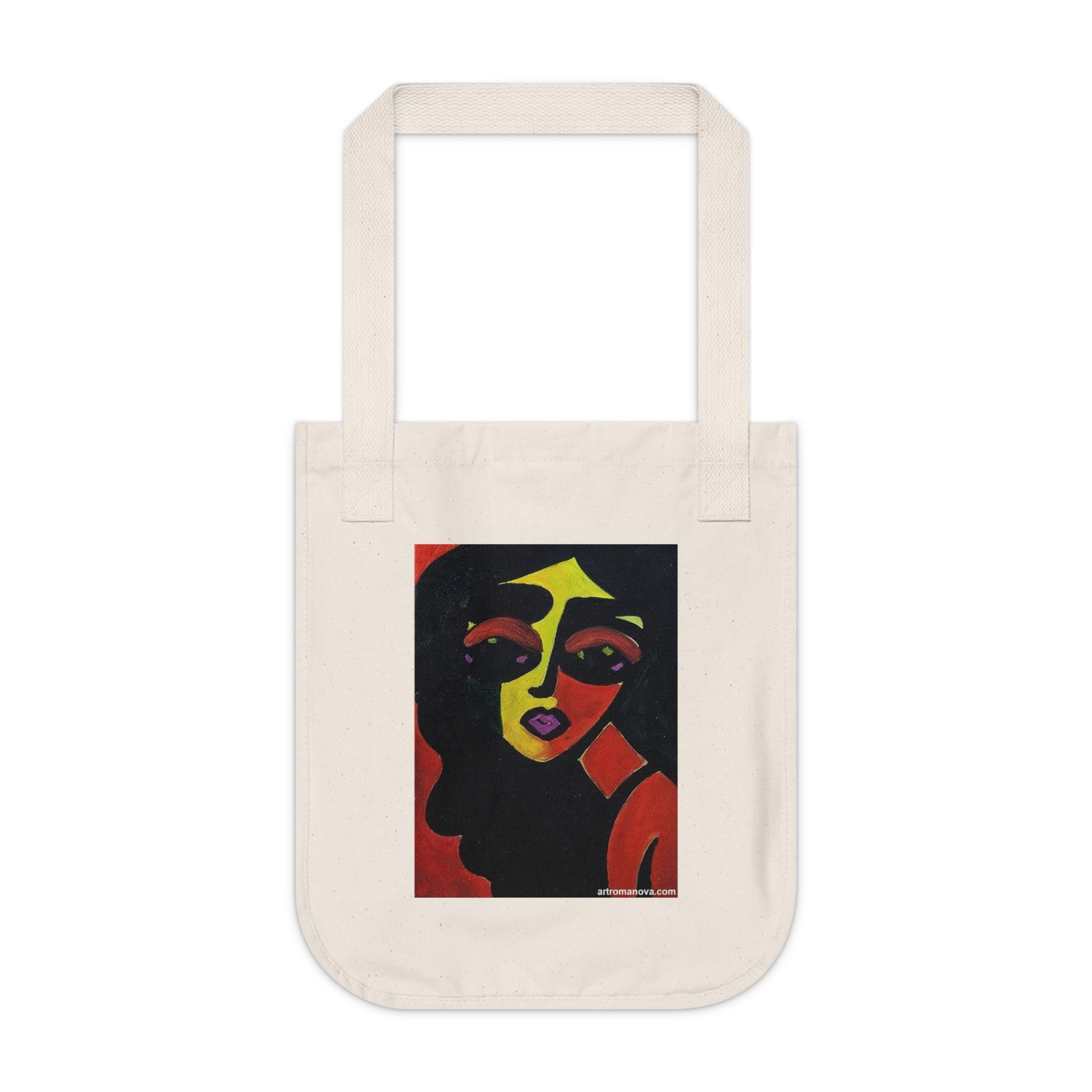 Sac cabas portrait de femme | Sac cabas en toile, style pop art, en coton écologique, fait main