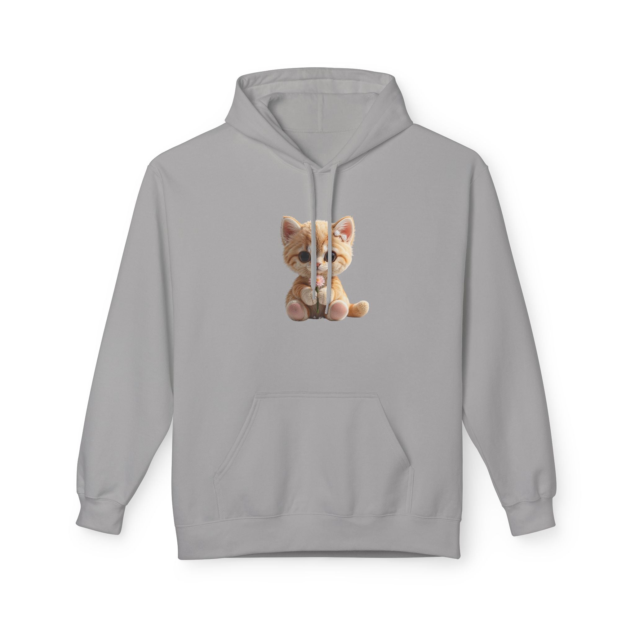 Sweat à capuche chaton assis mignon | Illustration de chat, pull blanc doux