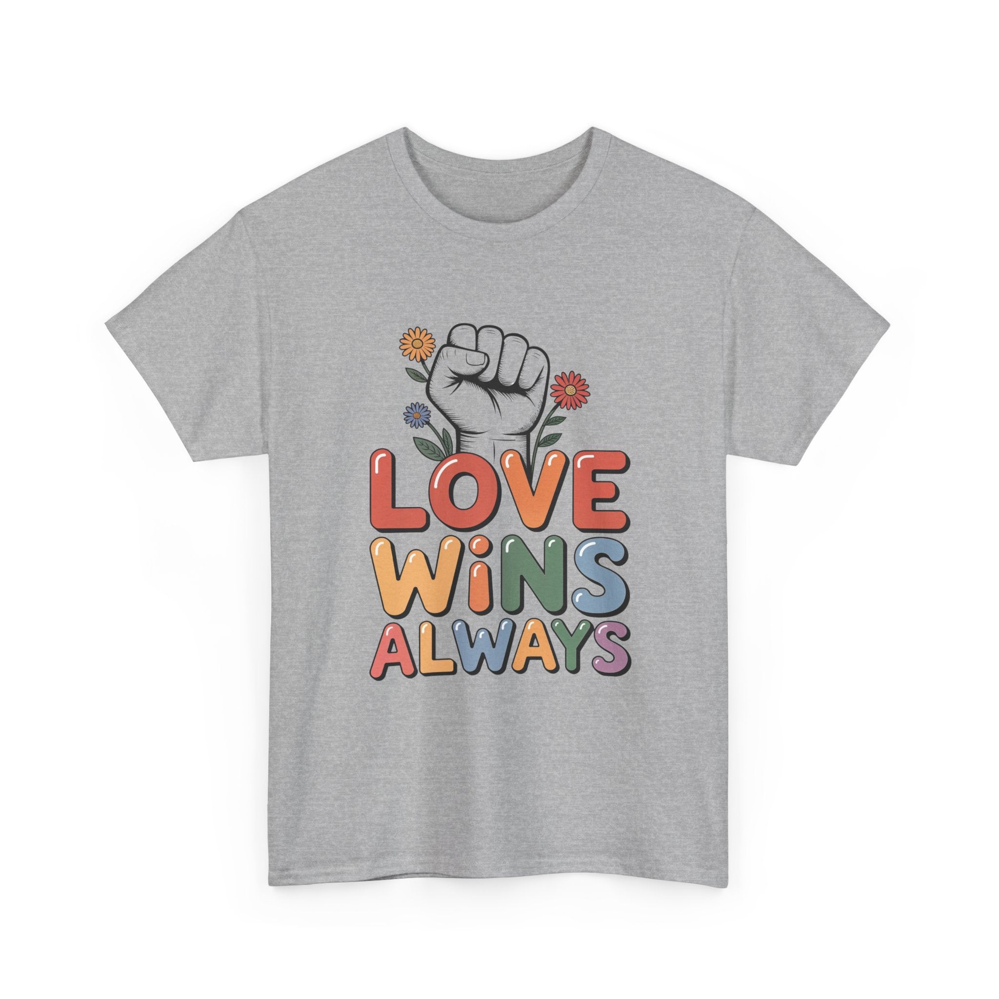 Love Wins Always T-Shirt | Pride heart fist floral design