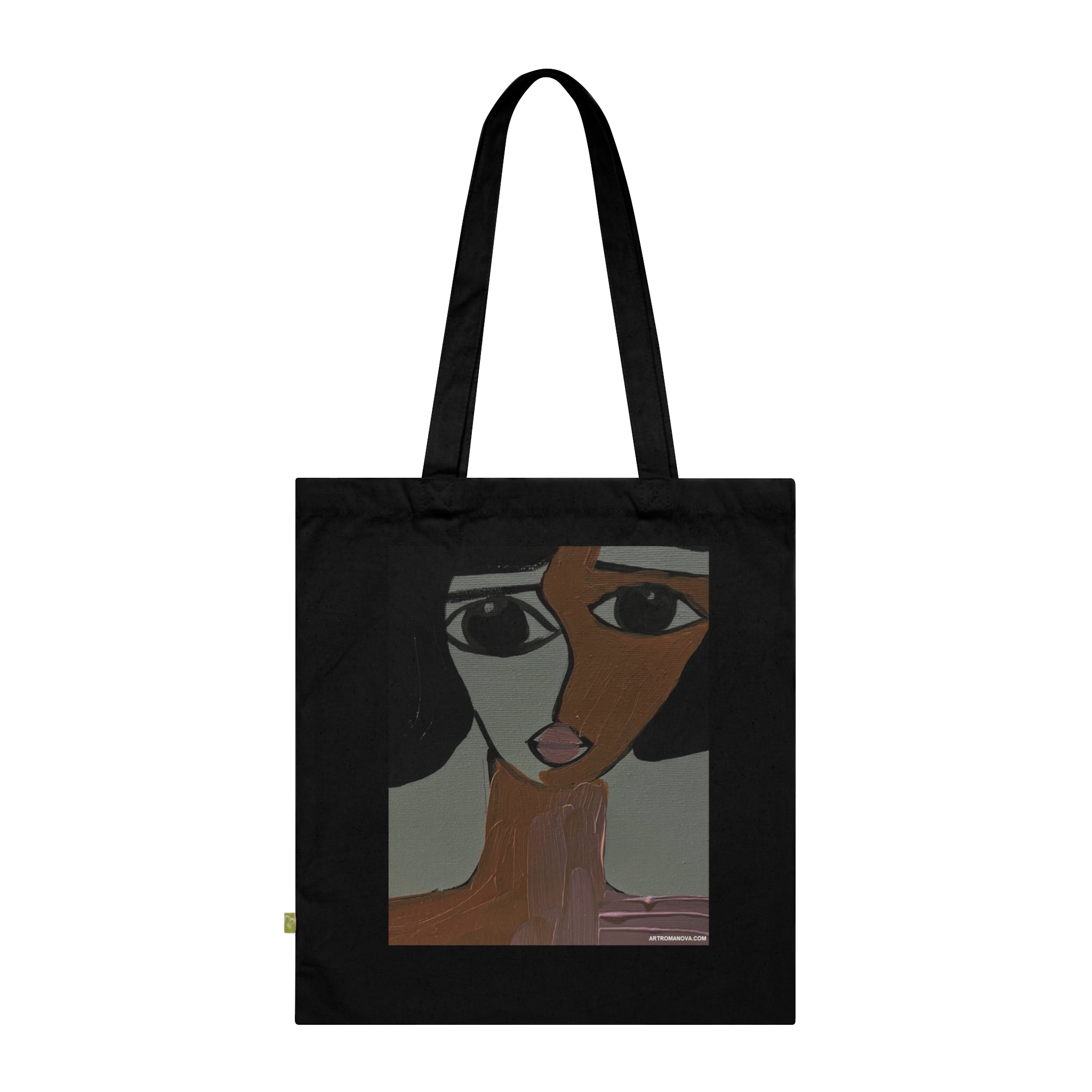 Sac fourre-tout peint de façon abstraite | Illustration de portrait d'art moderne, toile faite à la main, 100 % coton écologique