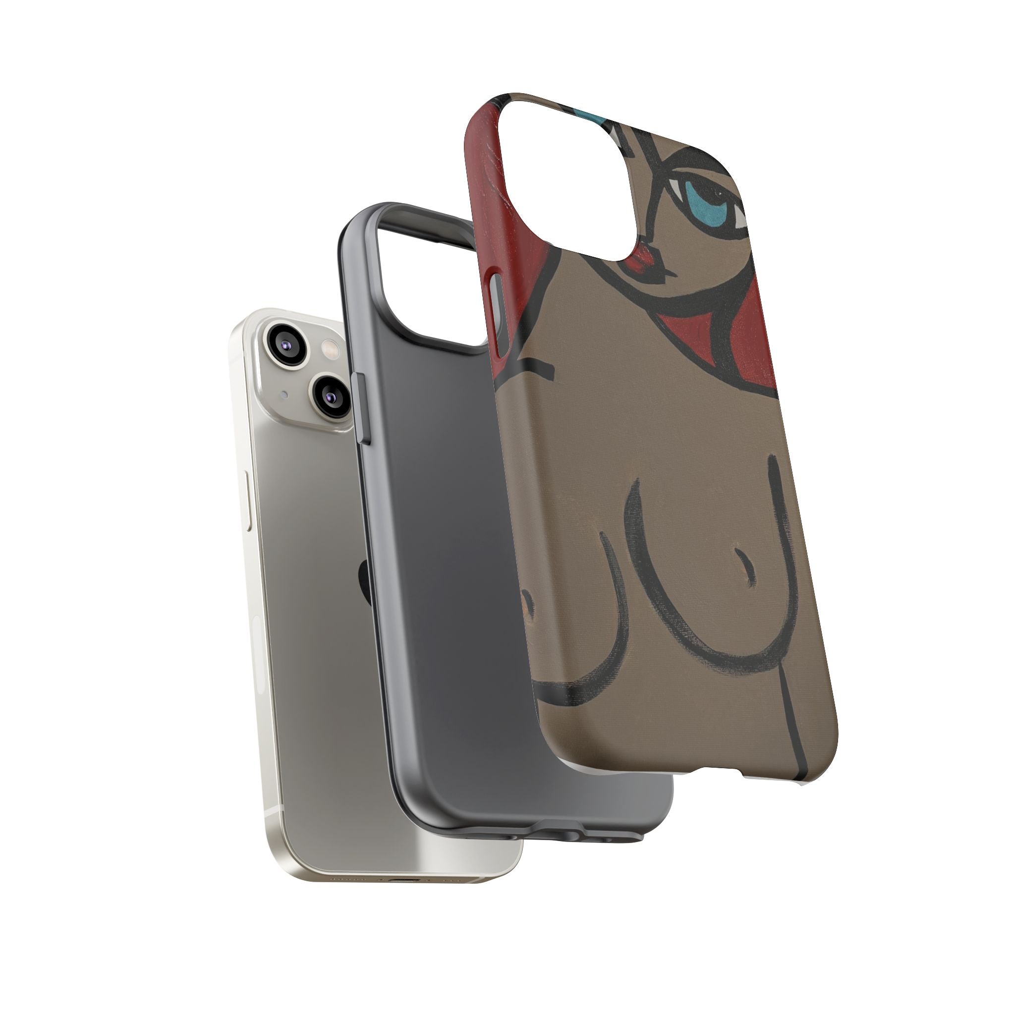 Coque de téléphone minimaliste | Figure féminine abstraite, faite main