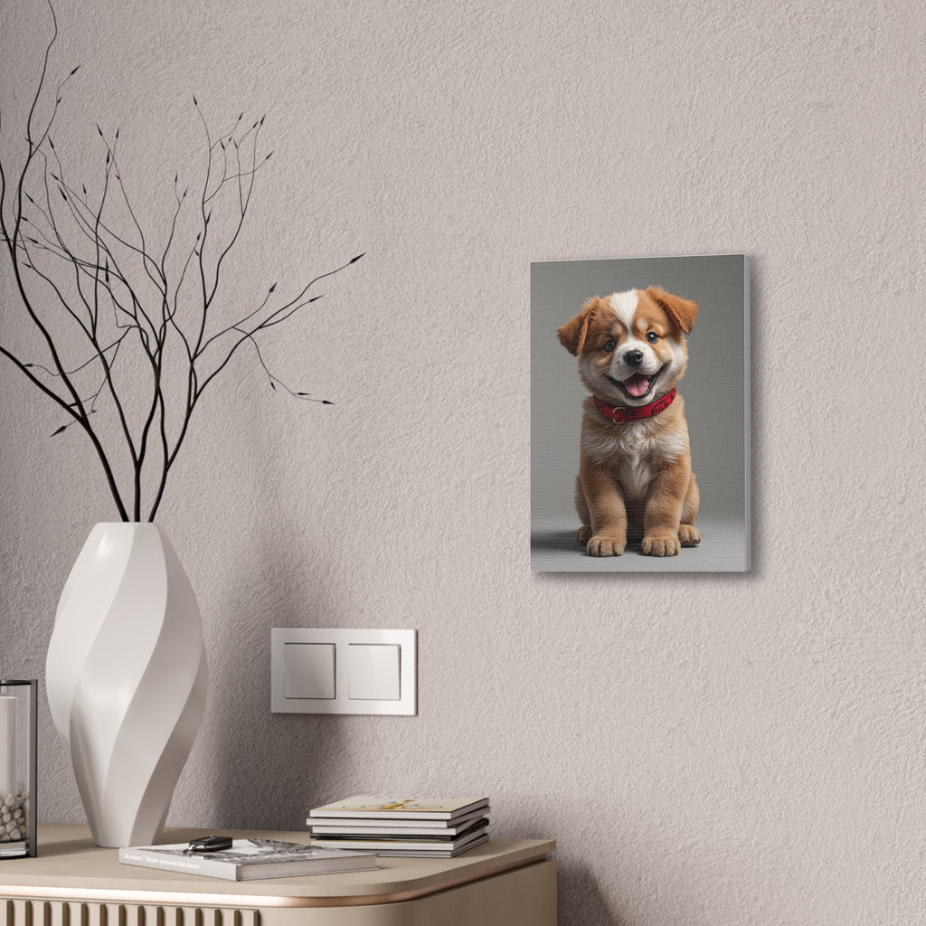 Smiling Puppy Portrait Canvas, gift for dog lovers
