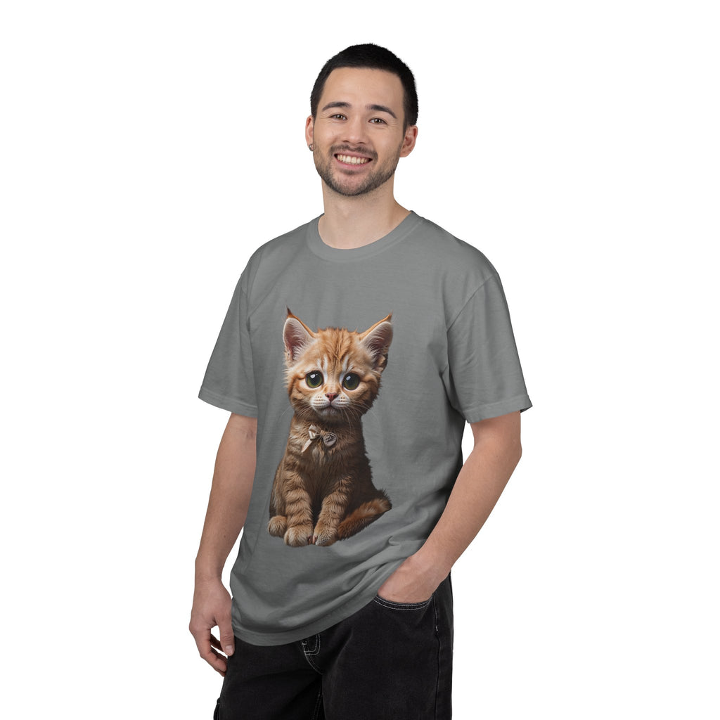 Kitten Illustration T-Shirt | Realistic Cat Portrait, organic cotton
