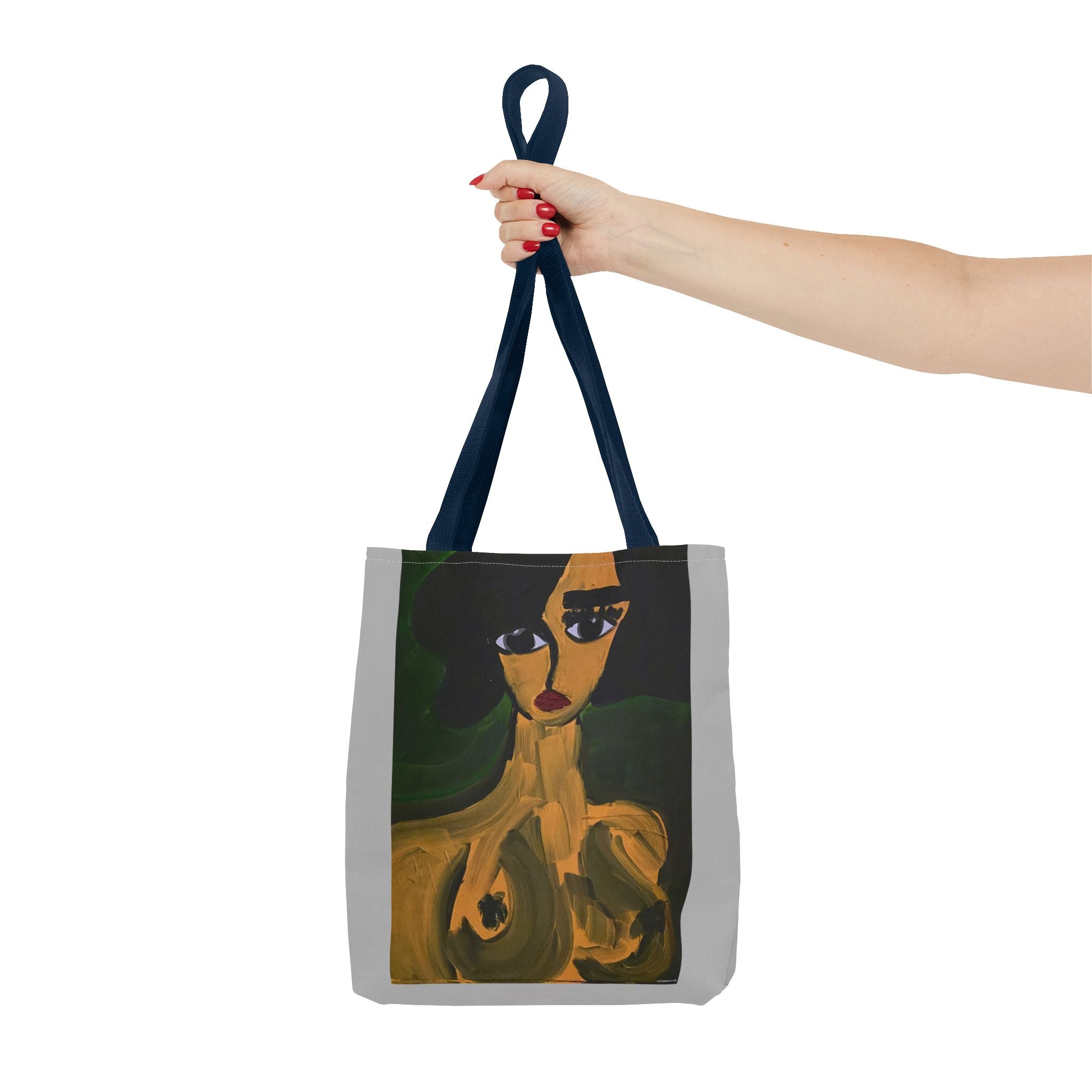 Sac fourre-tout portrait abstrait de femme | Motif expressionniste peint à la main