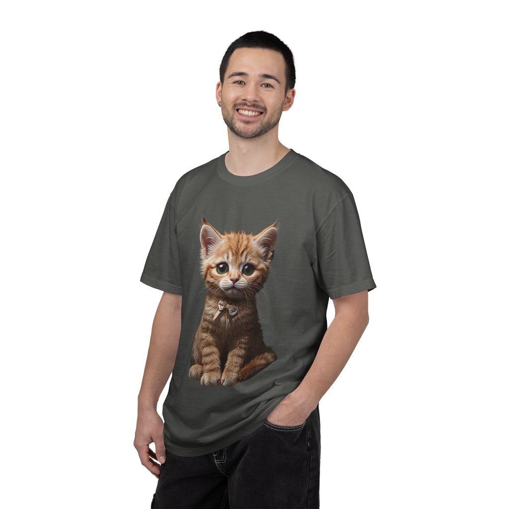 Kitten Illustration T-Shirt | Realistic Cat Portrait, organic cotton