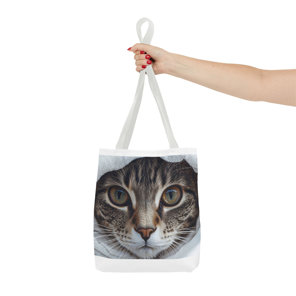Sac fourre-tout motif chat tigré | Portrait de chat réaliste, imprimé intégral
