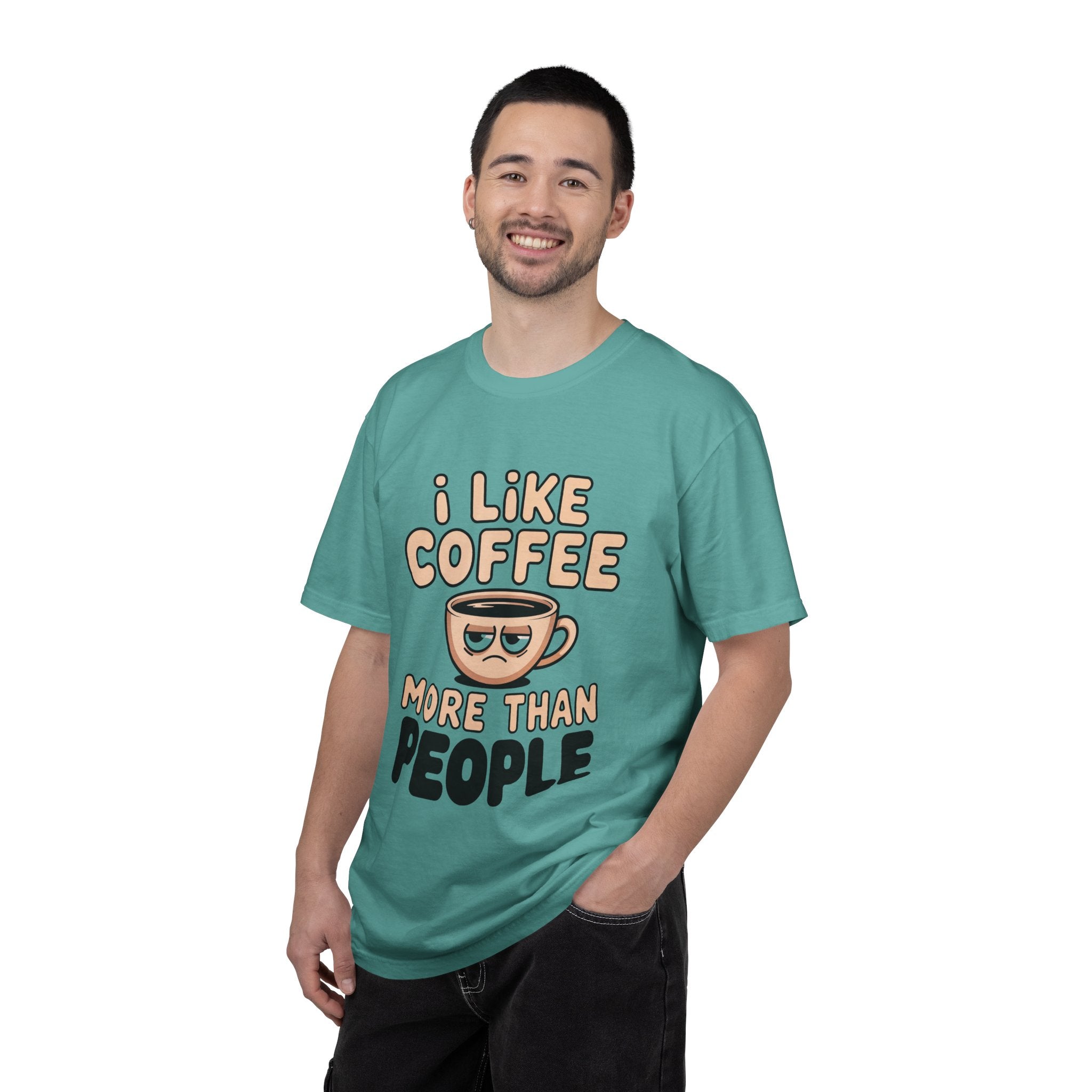 I Like Coffee More Than People T-Shirt, Funny Slogan Tee Inspirational Self Love Shirt Motivational Graphic Tee