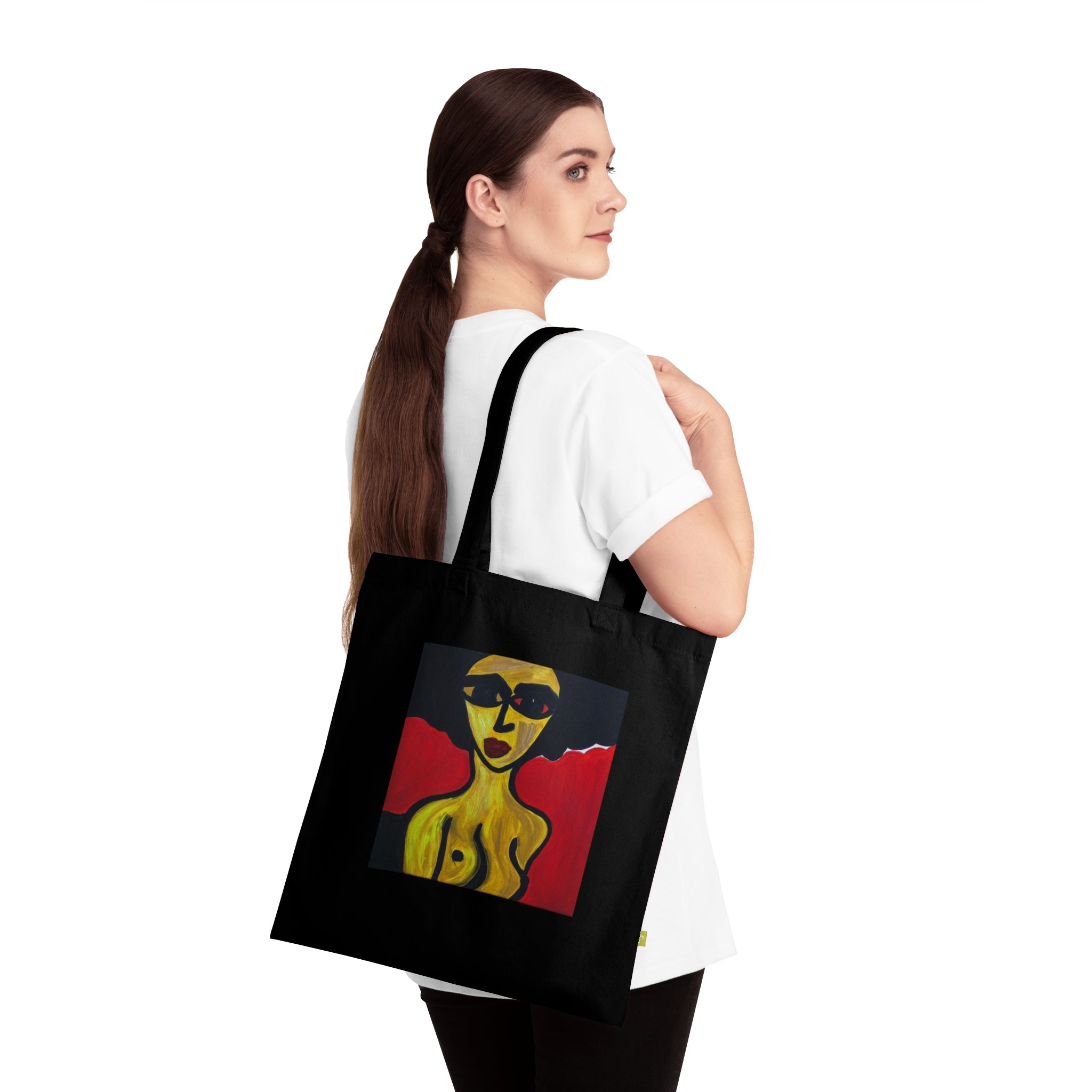 Sac cabas en édition limitée, portrait de nu peint à la main, sac en toile en édition limitée, sac cabas abstrait | Sac cabas en toile d'art moderne