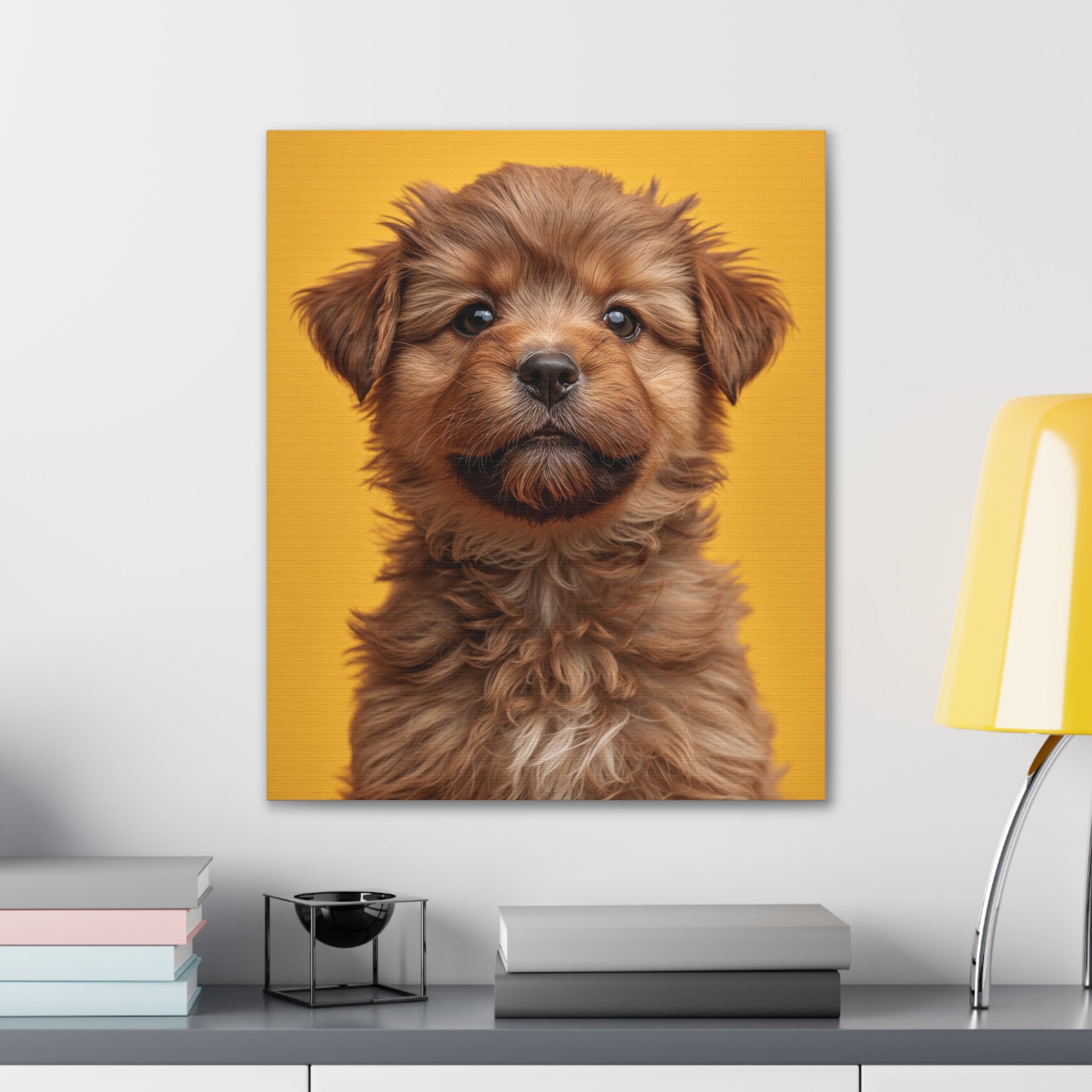 Cute Brown Puppy Portrait Canvas, gift for dog lovers