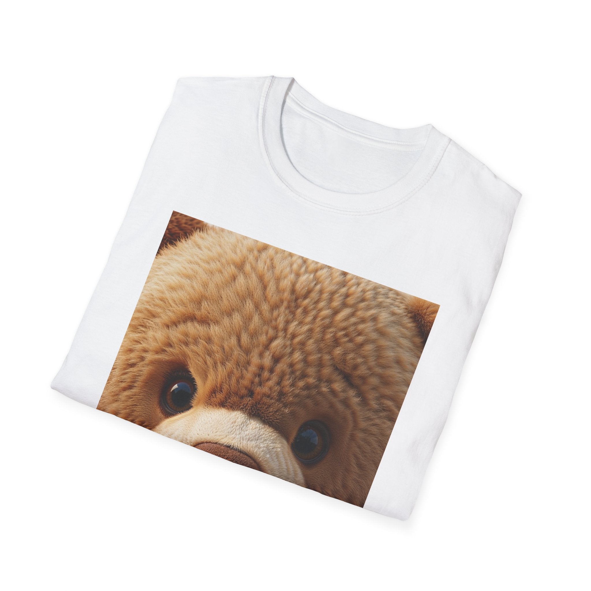 Kawaii Teddy Tee, Cute Cartoon Bear Print, Soft Unisex Tee, Teddy Bear Face T-Shirt | Cute Plush Photo Tee