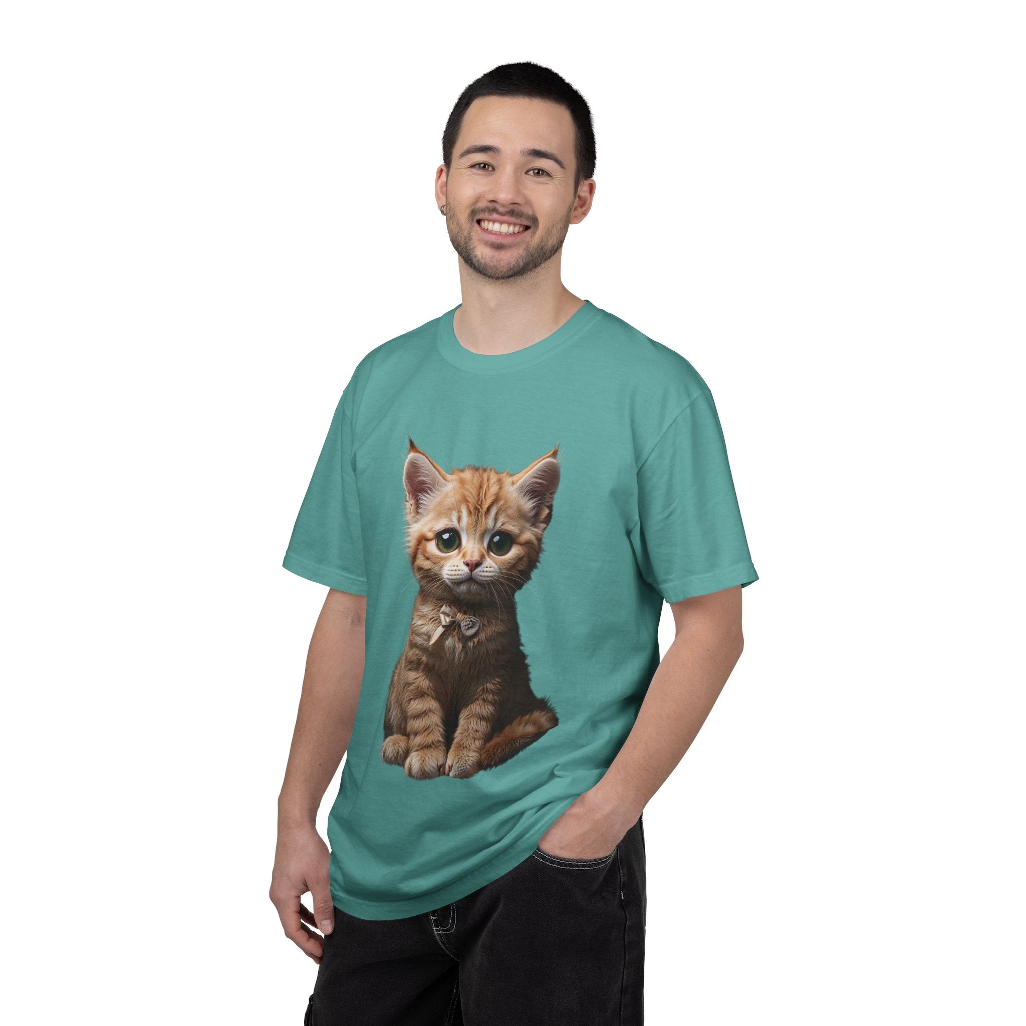 Kitten Illustration T-Shirt | Realistic Cat Portrait, organic cotton