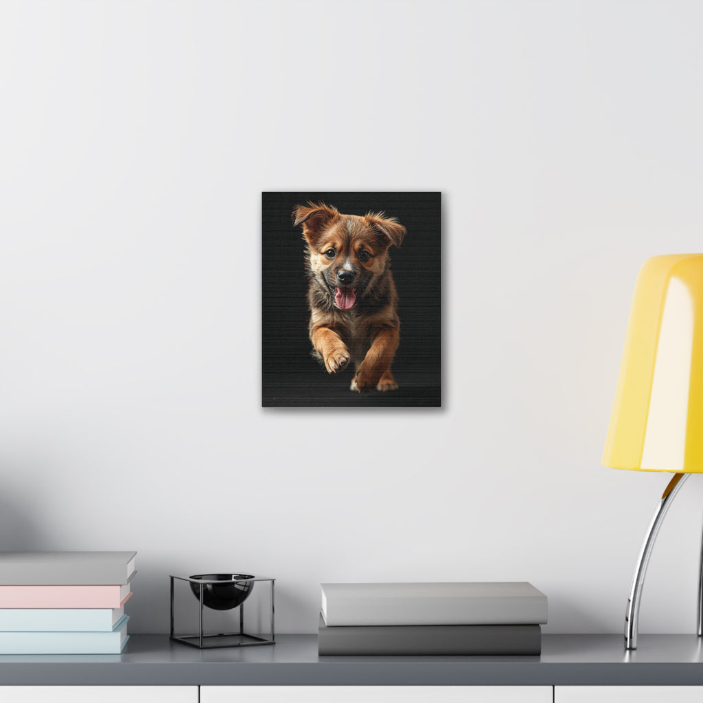 Running Puppy Canvas | Stretched Wall Art, gift for dog lovers