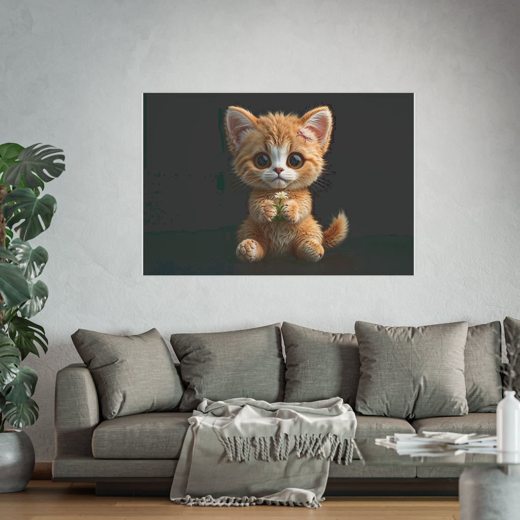 Cute Kitten Illustration Poster | Cat Wall Art, cat lover Decor