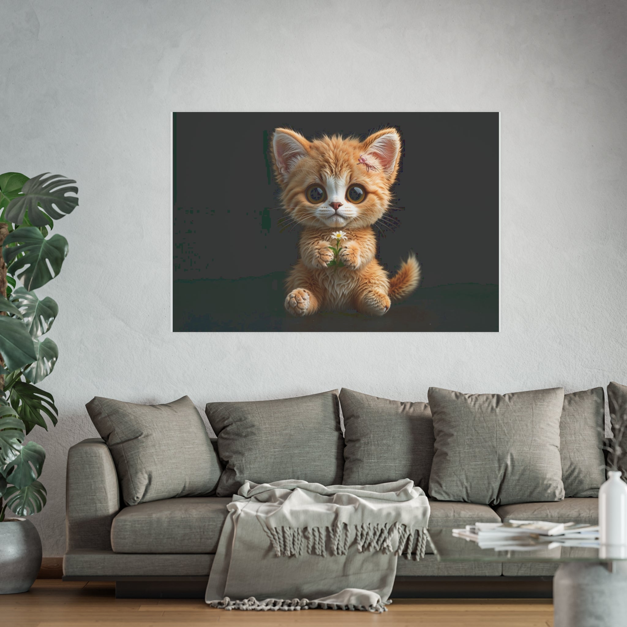 Cute Kitten Illustration Poster | Cat Wall Art, cat lover Decor