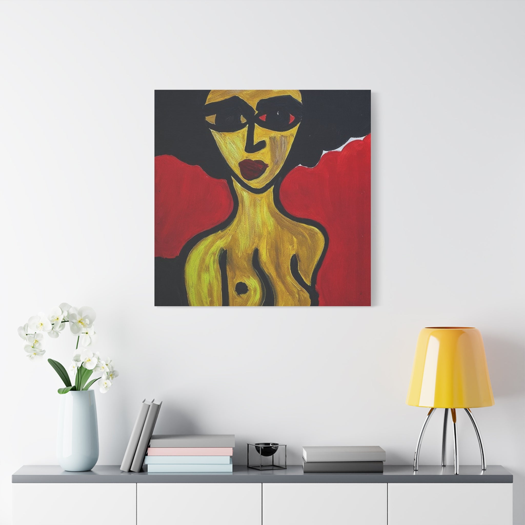 Portrait abstrait de femme sur toile, art contemporain, art moderne
