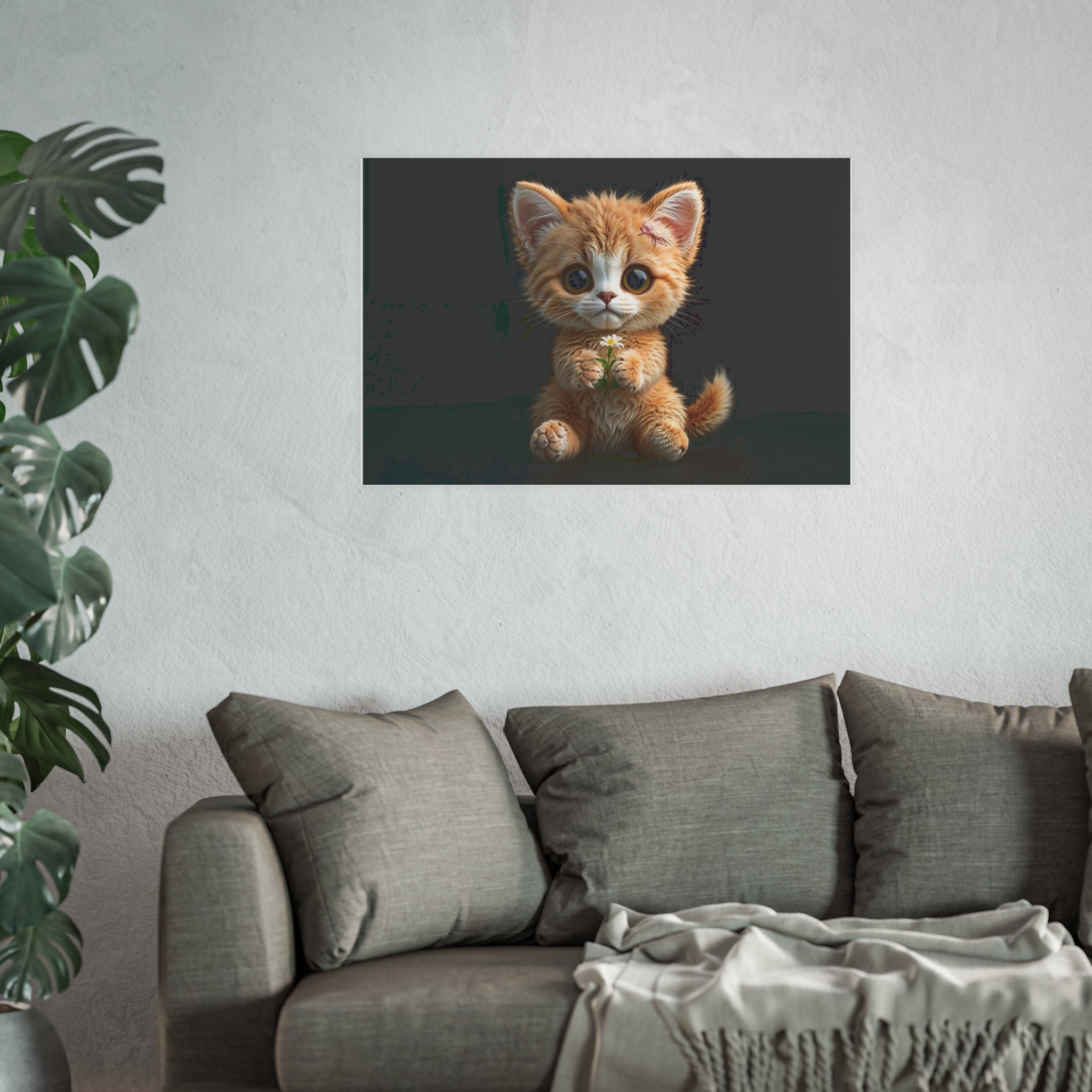 Cute Kitten Illustration Poster | Cat Wall Art, cat lover Decor