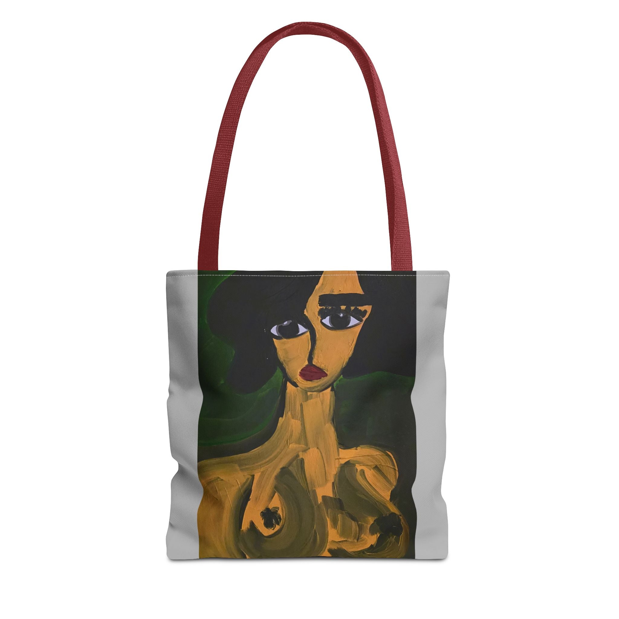 Sac fourre-tout portrait abstrait de femme | Motif expressionniste peint à la main