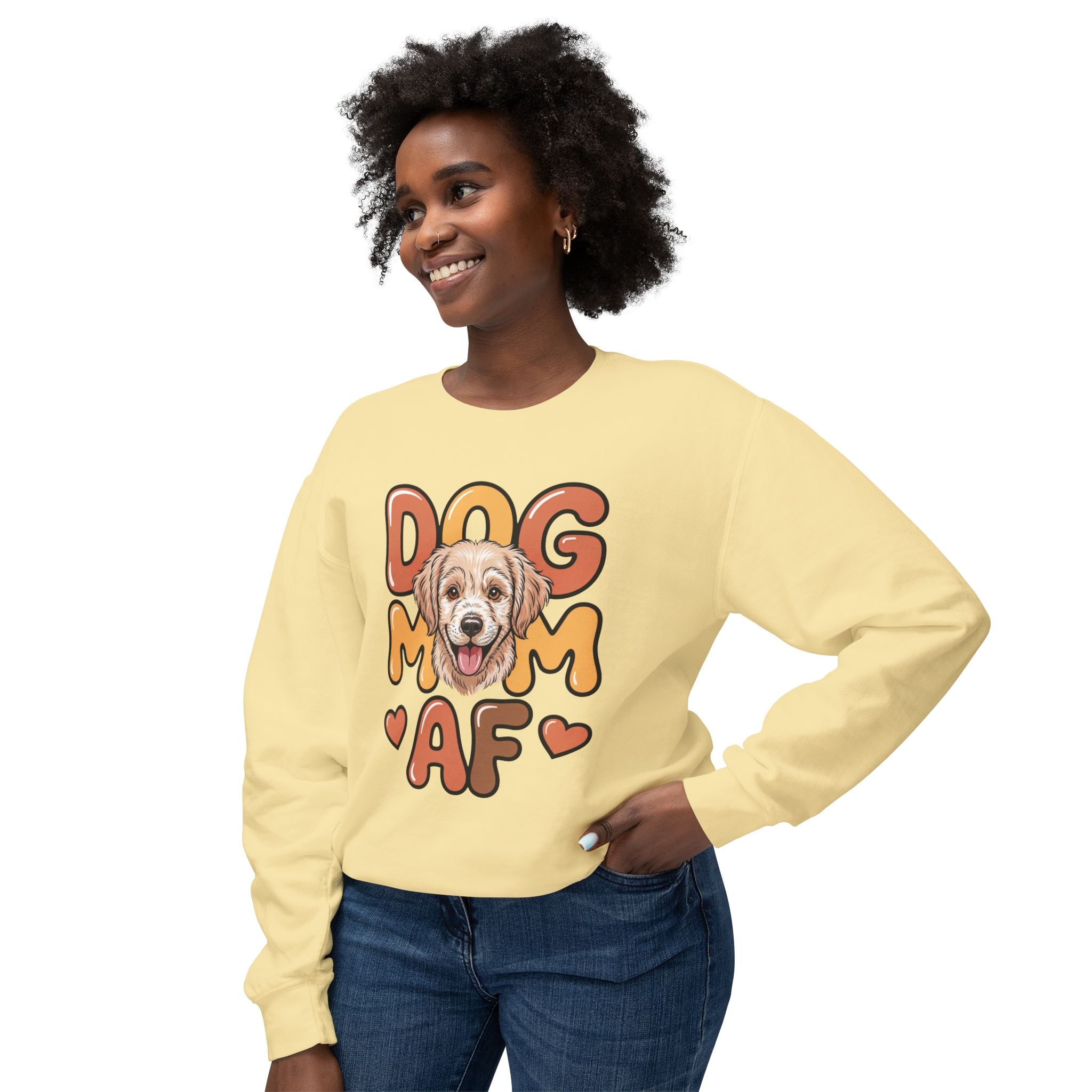Dog Lover Sweatshirt | Golden Retriever Illustration, Cute Heart Design