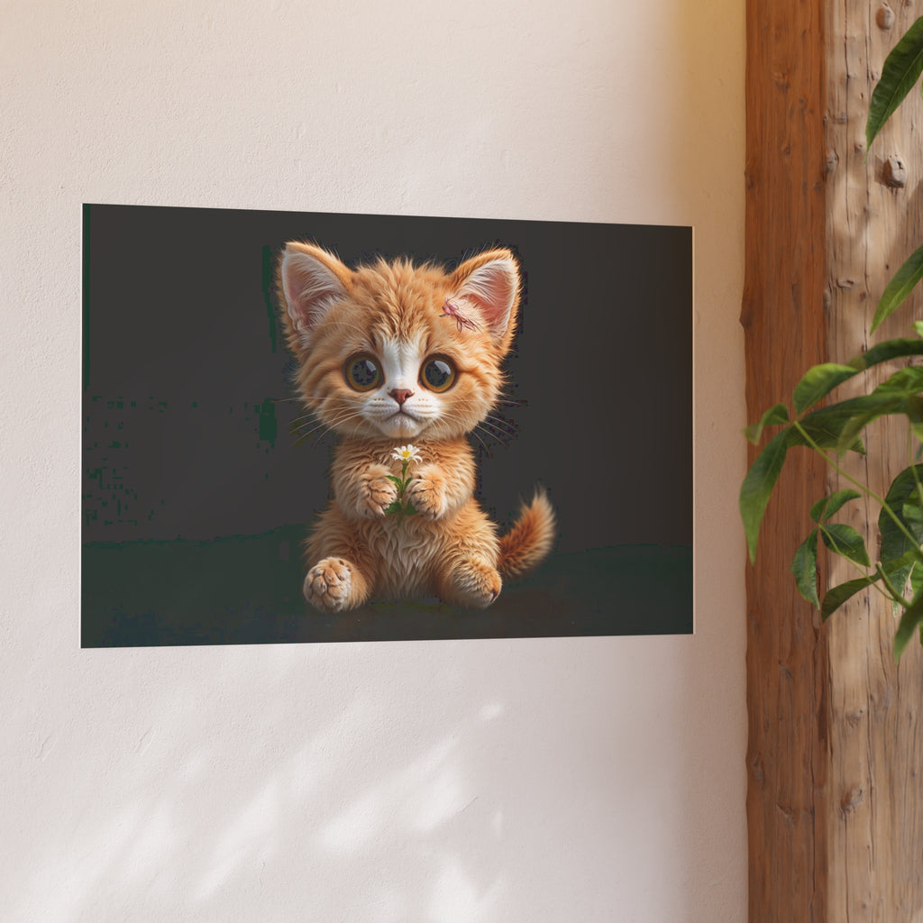 Cute Kitten Illustration Poster | Cat Wall Art, cat lover Decor