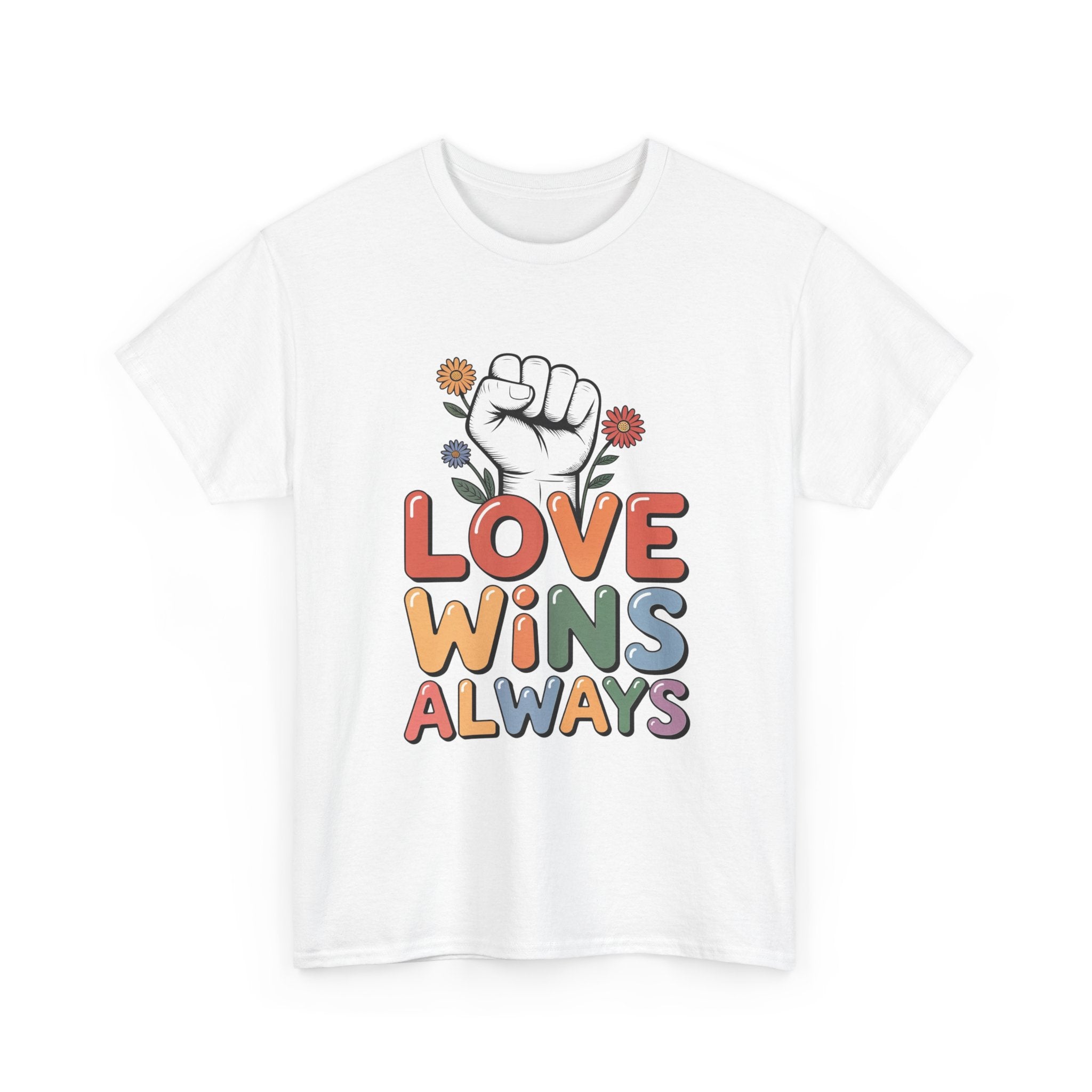 Love Wins Always T-Shirt | Pride heart fist floral design