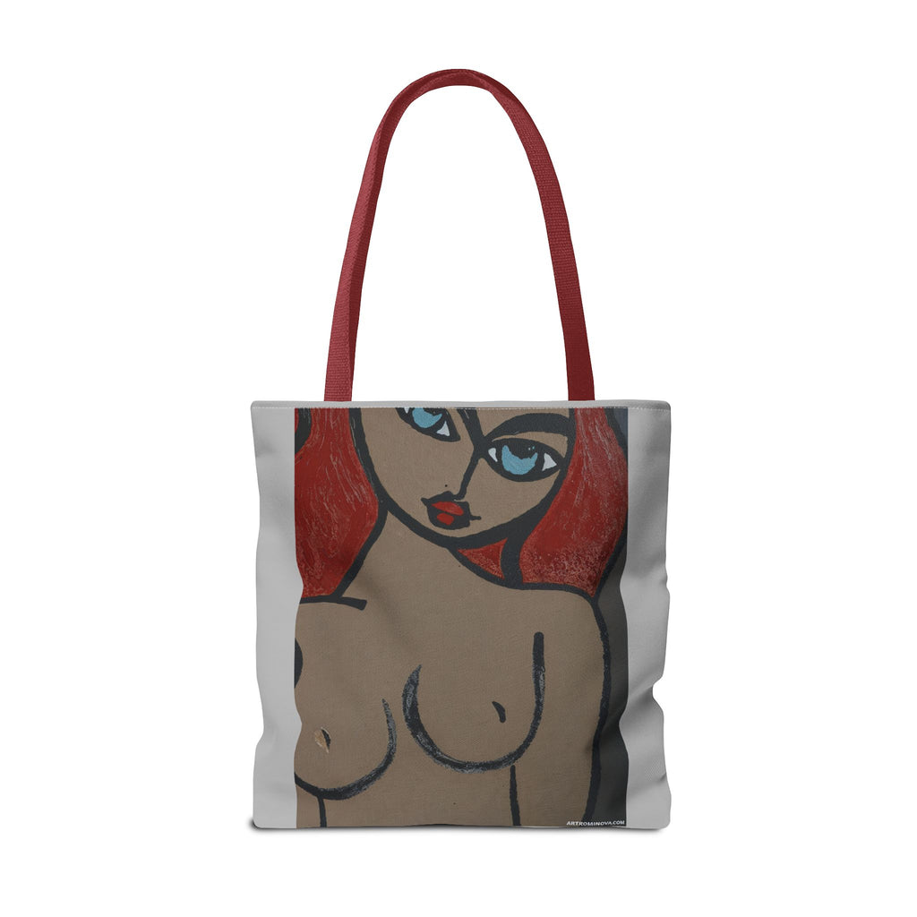 Sac fourre-tout portrait abstrait de femme | Motif expressionniste peint à la main