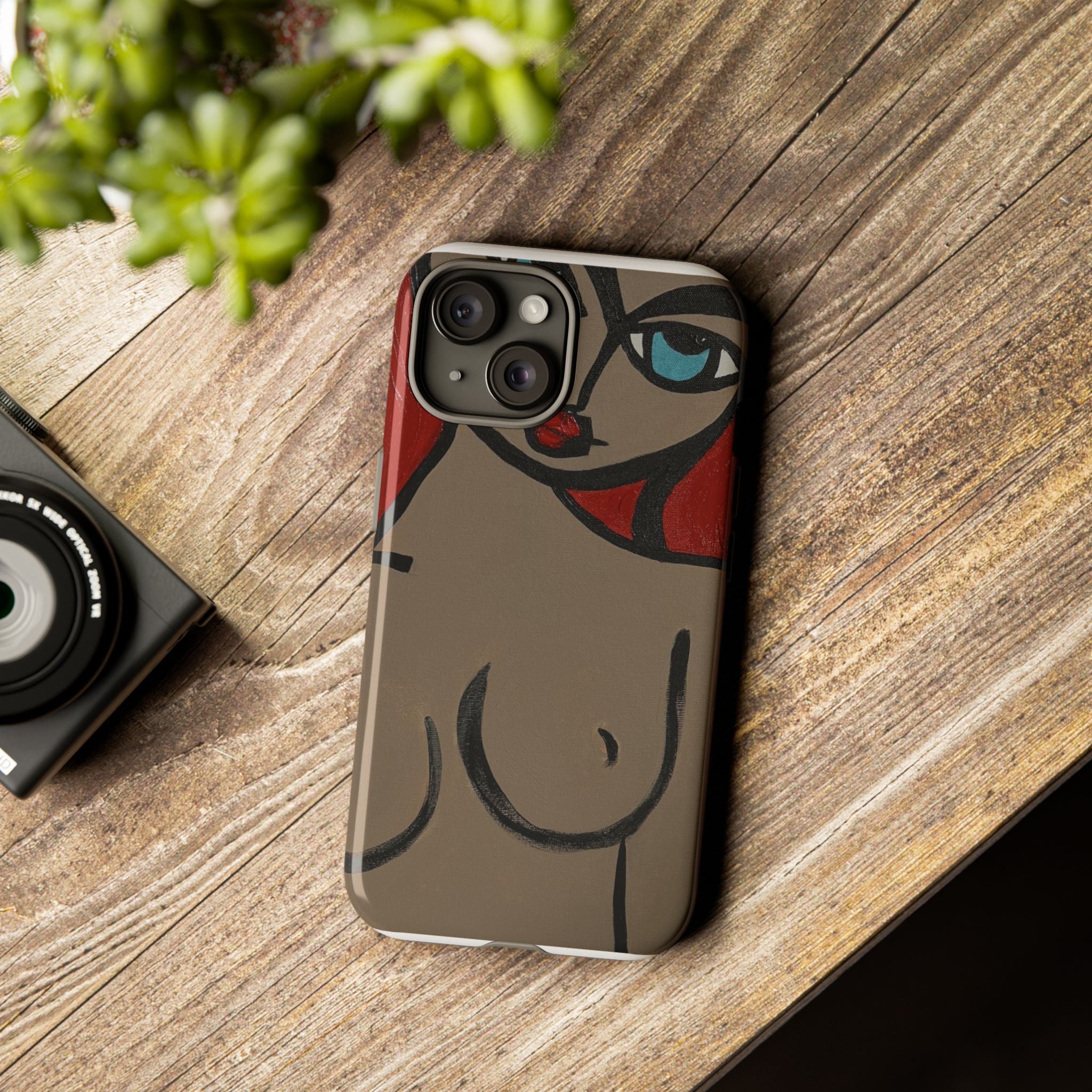Coque de téléphone minimaliste | Figure féminine abstraite, faite main
