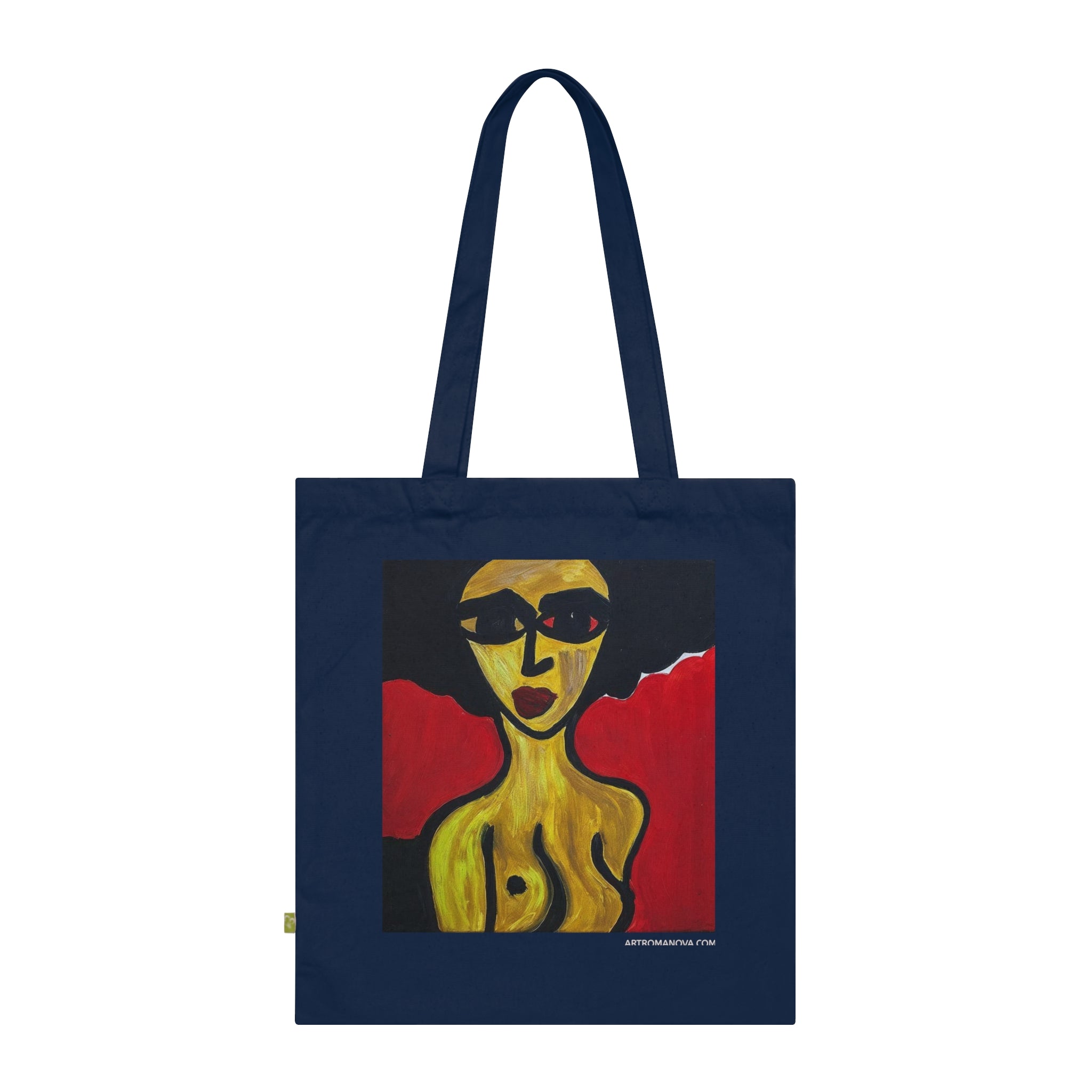 Sac fourre-tout portrait abstrait de femme | Peinture expressionniste moderne, sac fourre-tout fait main, sac fourre-tout en coton écologique