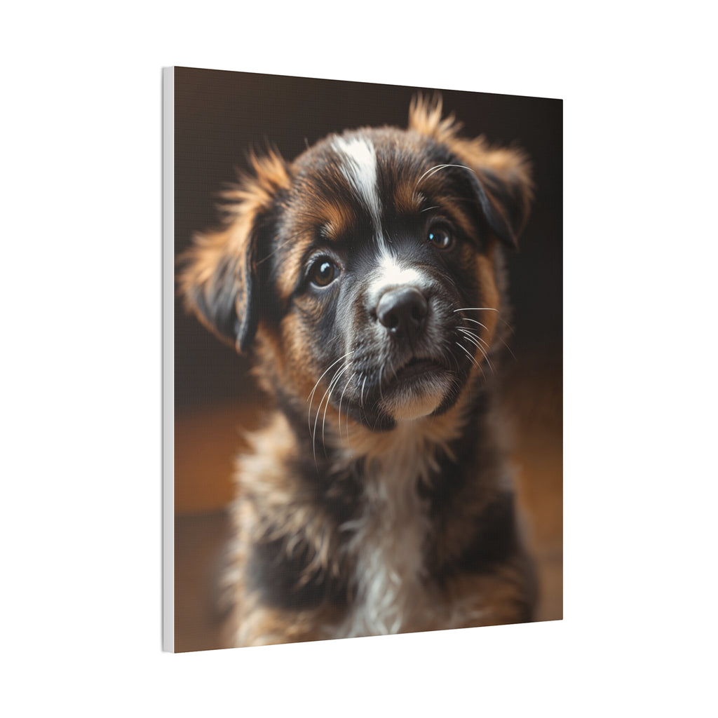 Adorable Puppy Portrait Canvas, gift for dog lovers, wall art with dog