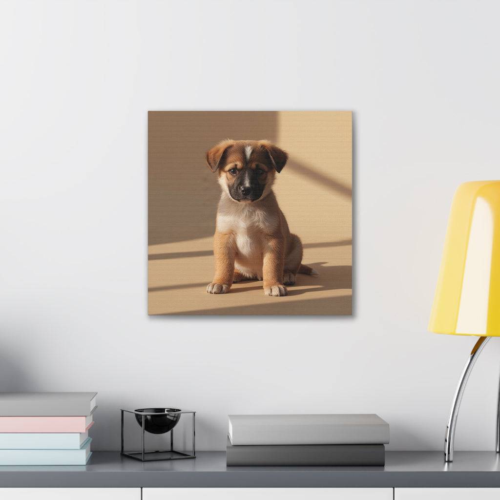 Brown Puppy Portrait Canvas, gift for dog lovers