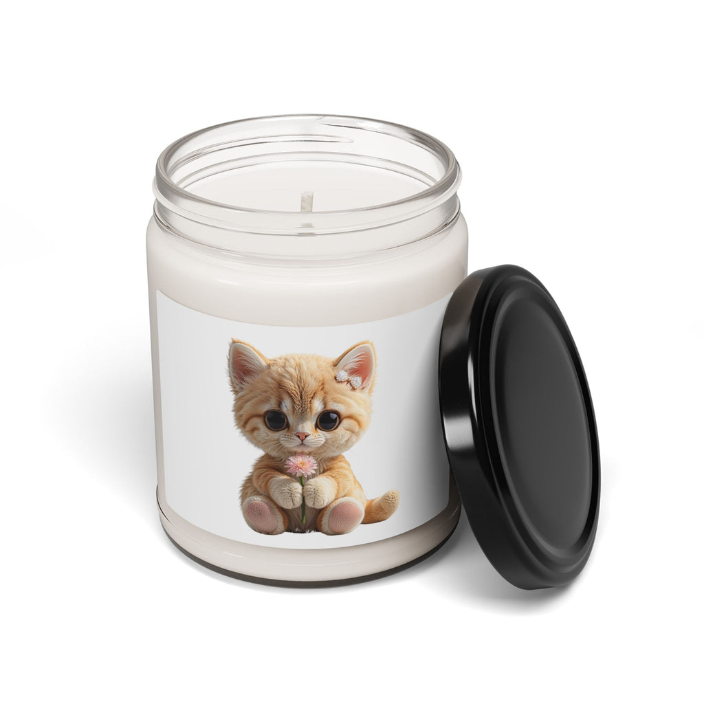 Bougie avec chaton — Pot chaton kawaii mignon (parfum floral doux), bio