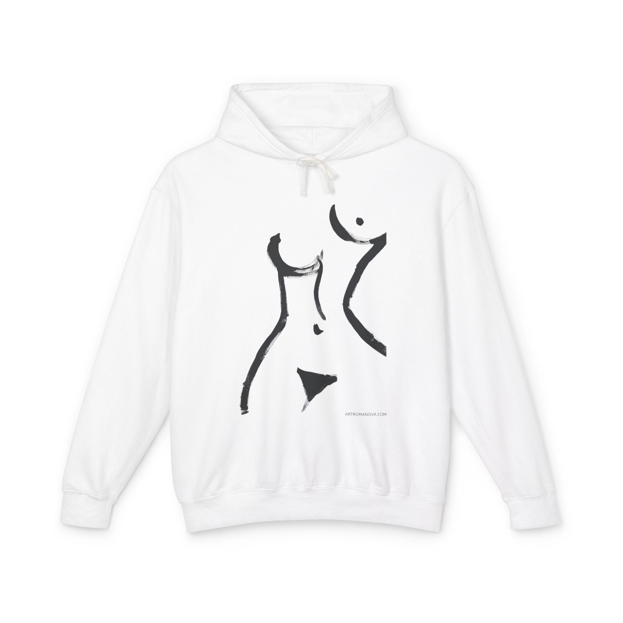 Sweat à capuche minimaliste avec dessin au trait de nu | Croquis de torse féminin, silhouette abstraite
