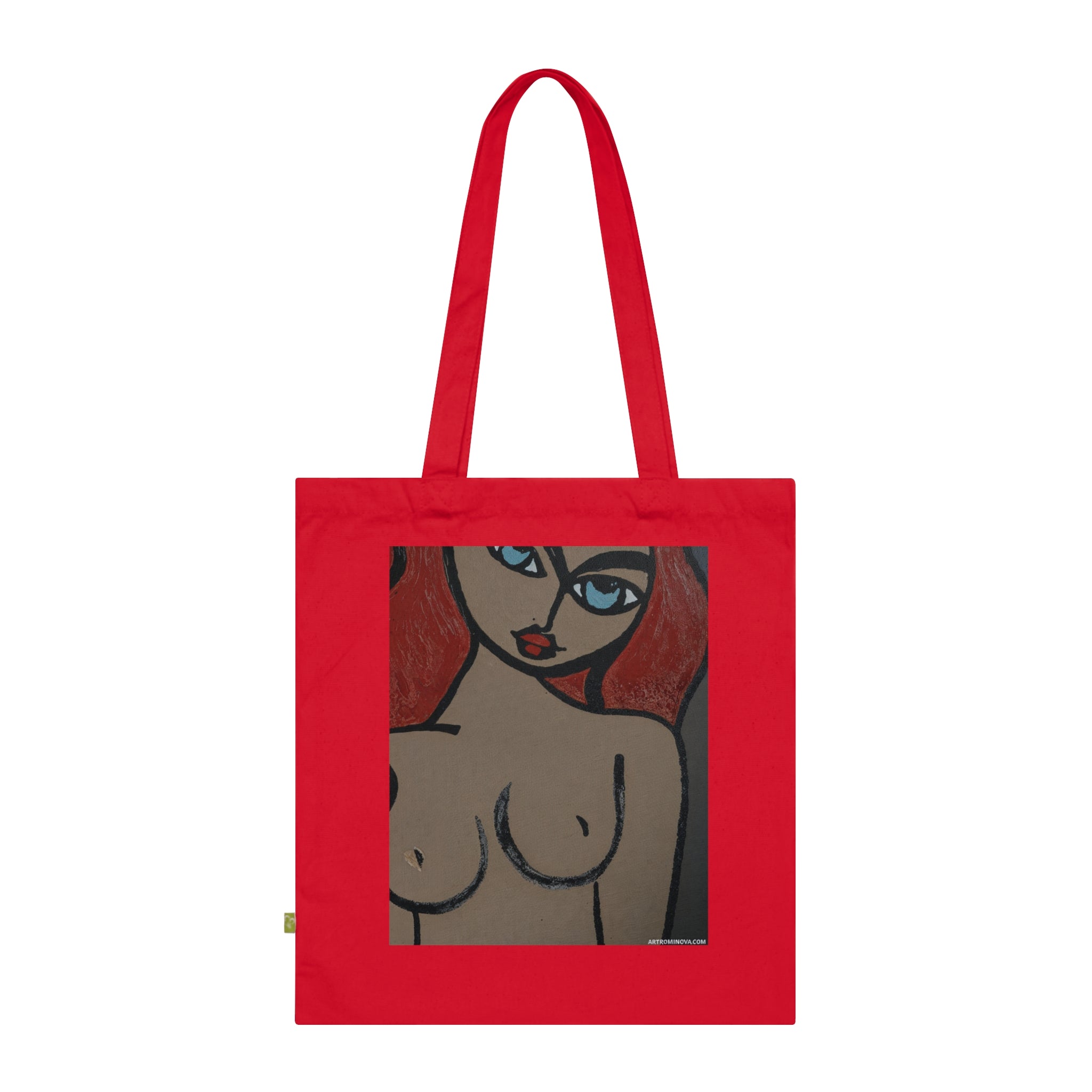 Sac cabas Femme nue | Figure féminine pop art, coton bleu marine, fait main, coton écologique