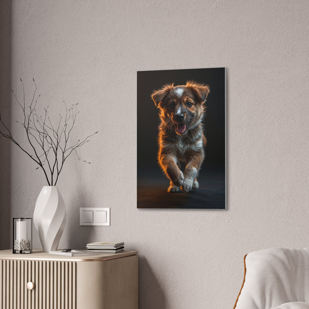 Running Puppy Canvas, gift for dog lovers