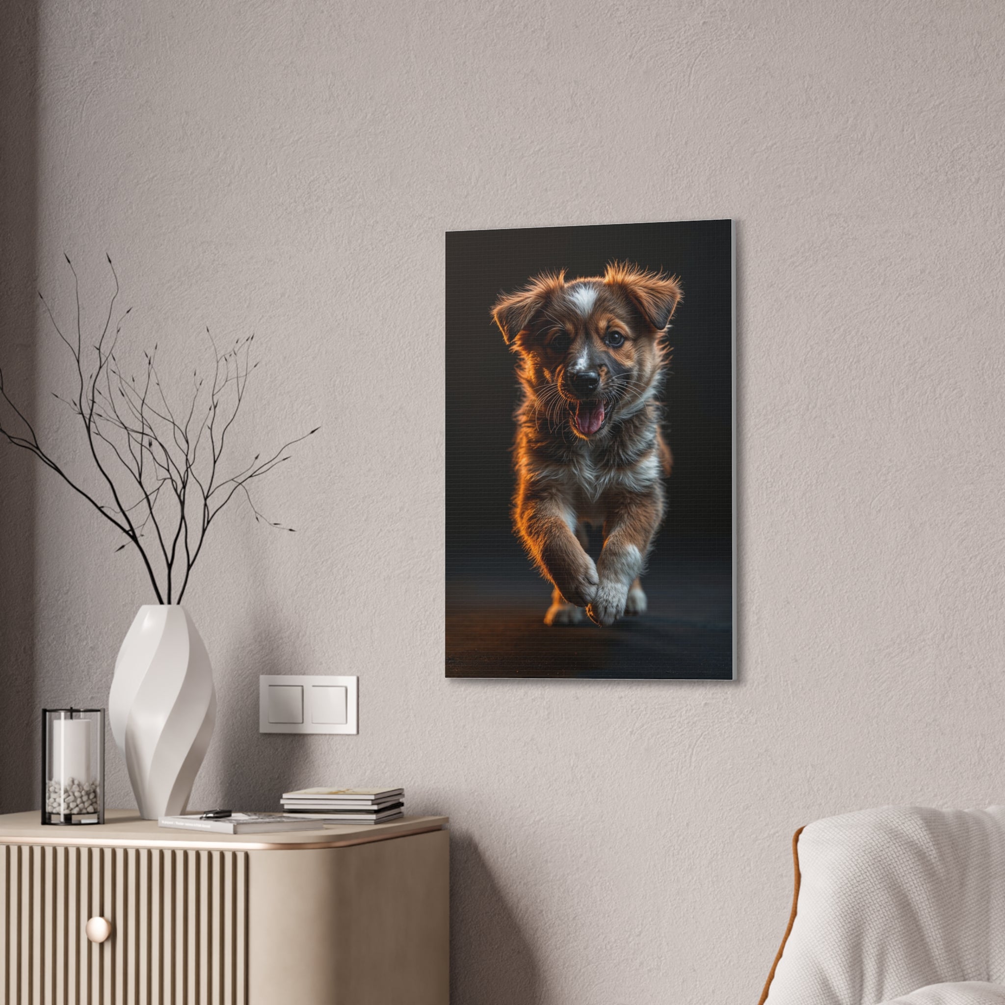 Running Puppy Canvas, gift for dog lovers